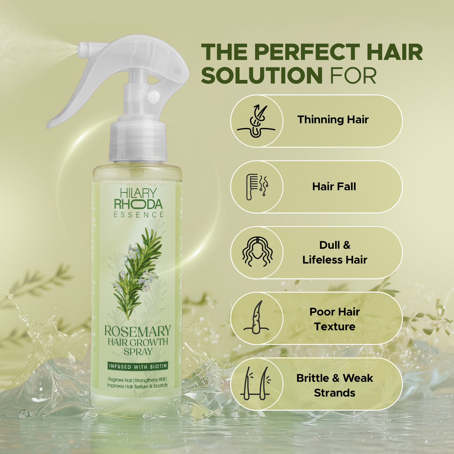 Image of Hilary Rhoda Rosemary Hair Growth Spray | 100% Natural Spray | Hair Thickening Spray