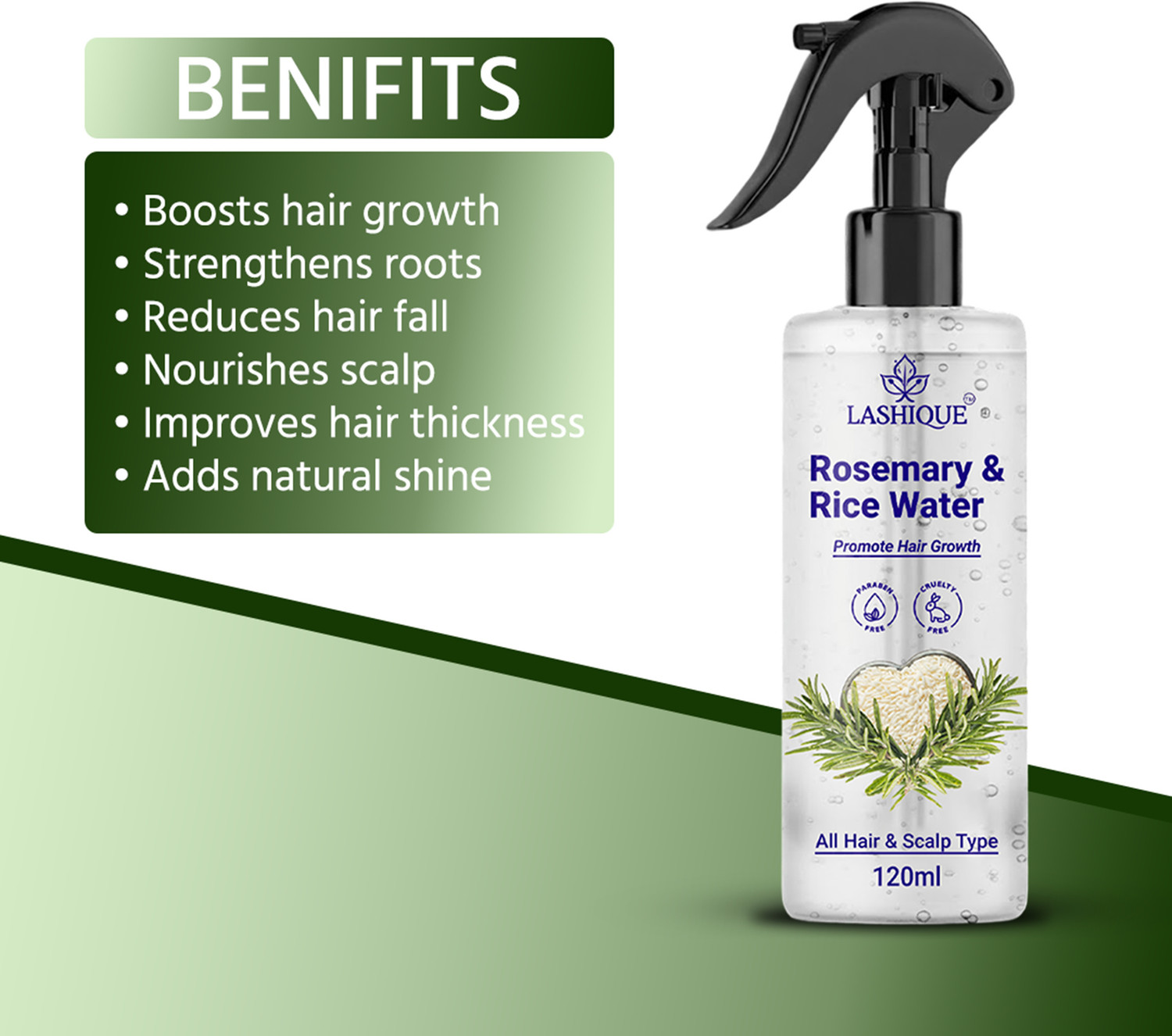 Image of Lashique Rose Mary & Rice Water Hair Spray (Pack of 3)