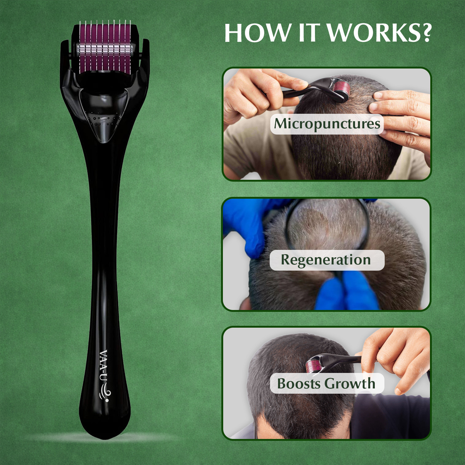 Image of VAA-U Beard Oil with Almond and Rosemary (30ml) and Derma Roller (0.5mm) (2 Items in the set)