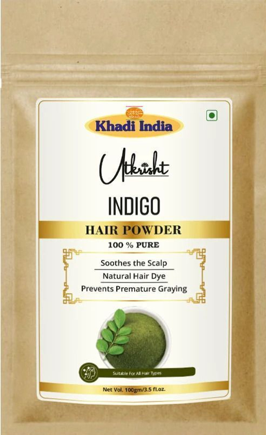 Image of Utkrisht Indigo Leaf Powder for Black hair | Natural hair color, Chemical free
