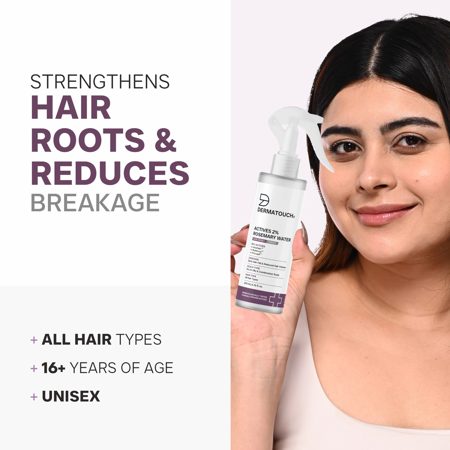 Image of Dermatouch ACTIVES 2% ROSEMARY WATER HAIR SPRAY