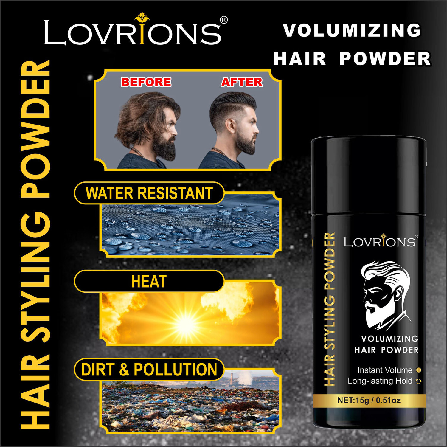 Image of LOVRIONS Hair Styling Powder | High Volume, Strong Hold, Matte Look | Hair Styler Powder Hair Powder