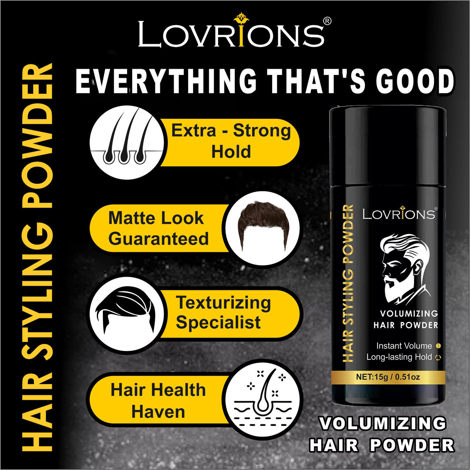 Image of LOVRIONS Hair Styling Powder | High Volume, Strong Hold, Matte Look | Hair Styler Powder Hair Powder