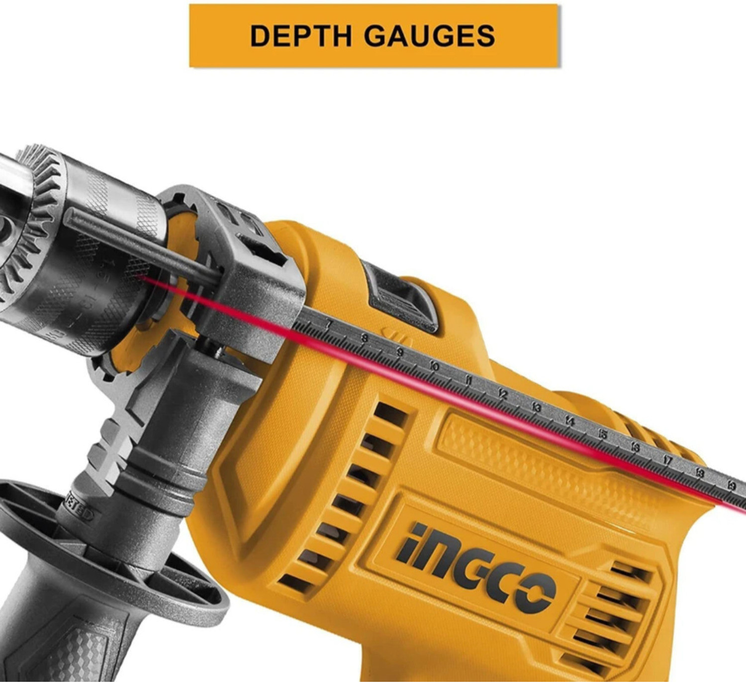 Image of INGCO Froward /Reverse Switch Electric Drill with Depth Gauge Impact Drill, 680W | 0-3000rpm | 13mm Power Hammer Drills Impact Driver
