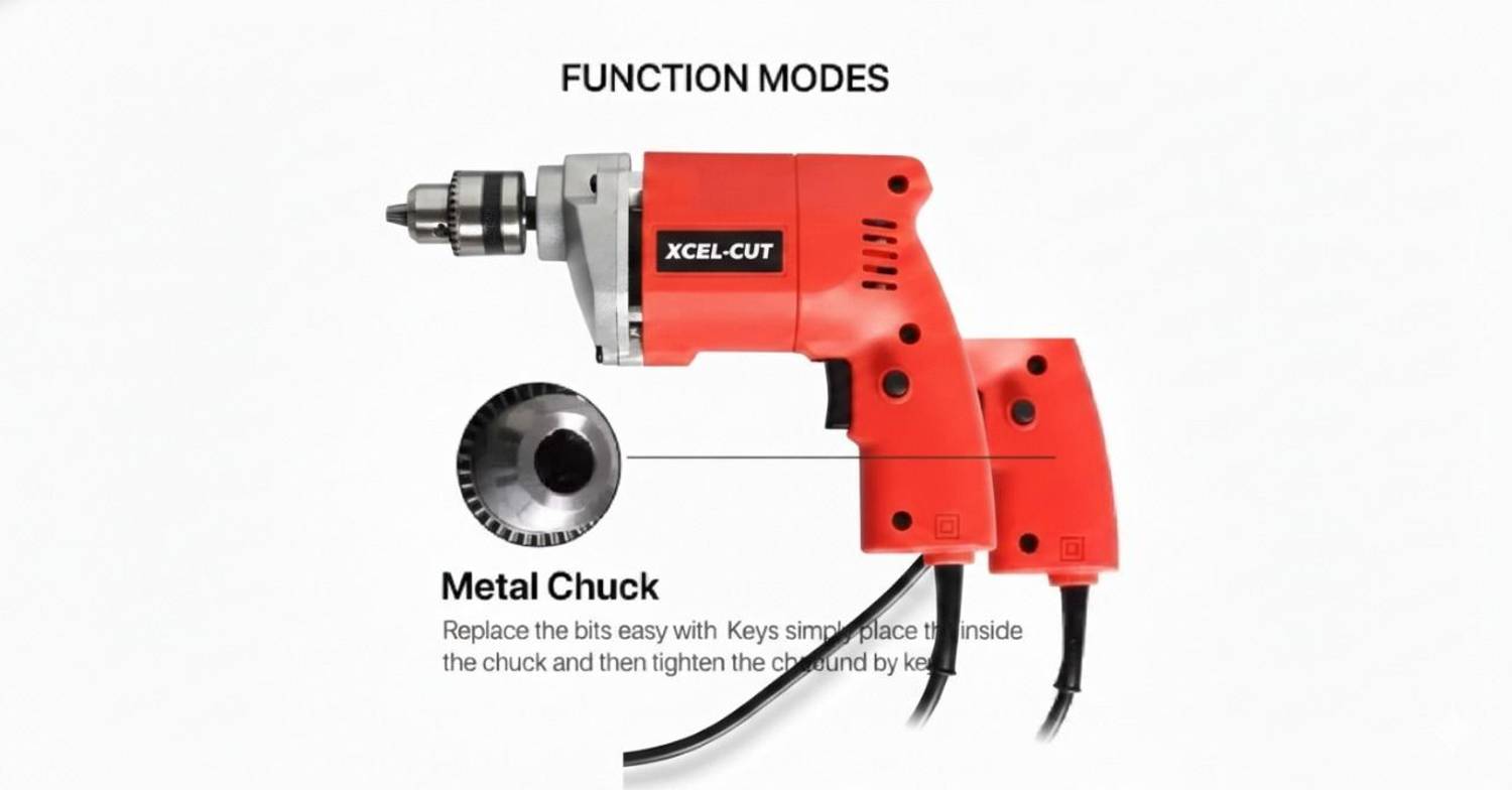 XCEL-CUT Multipurpose Durable Long Lasting Cord Powered Drill For