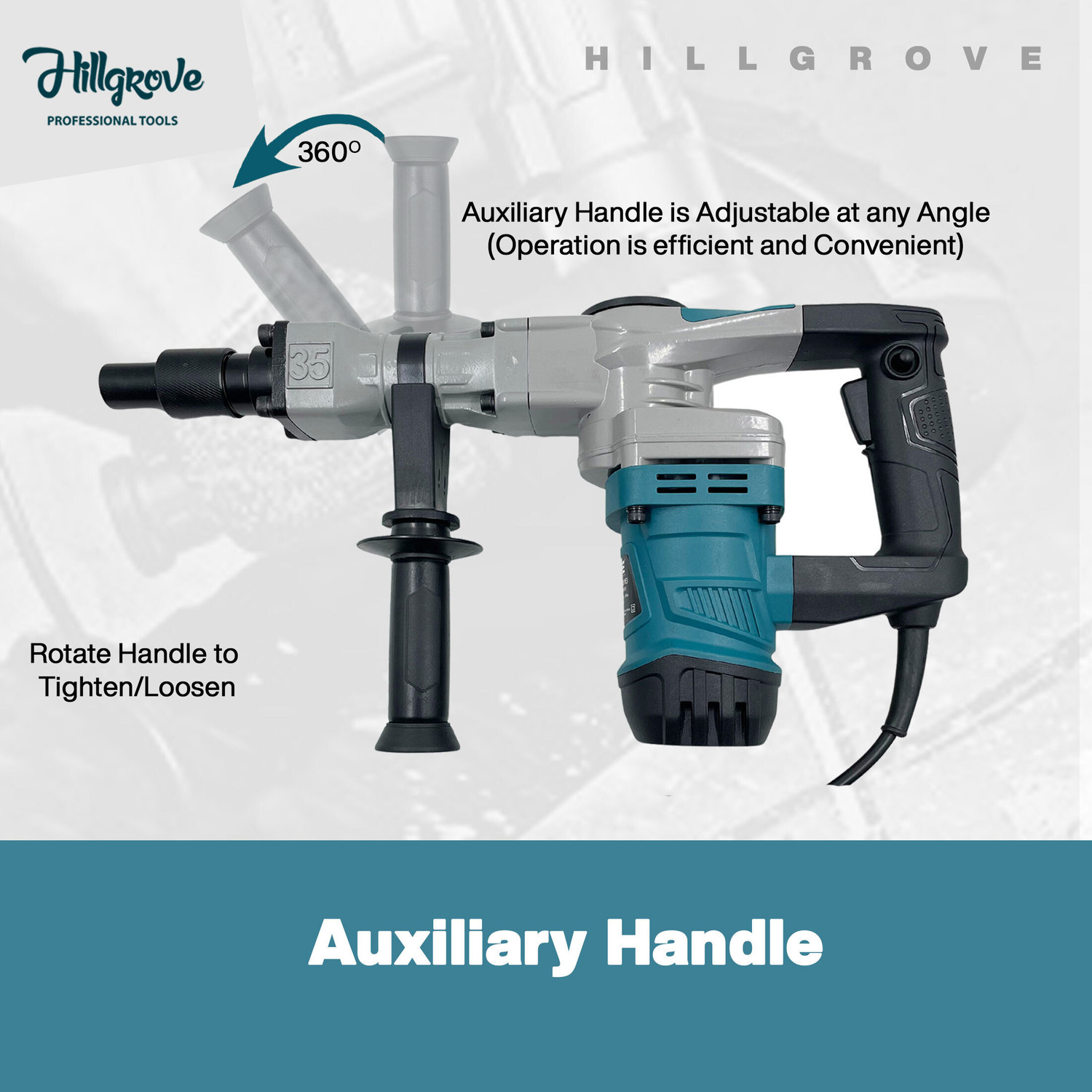 Image of Hillgrove 100% Copper Winding HGCM1058M3 18MM Drill Machine with 2 Bits for Breaking Concrete Wall (18 mm Chuck Size, 2000 W) HPD36 Rotary Hammer Drill