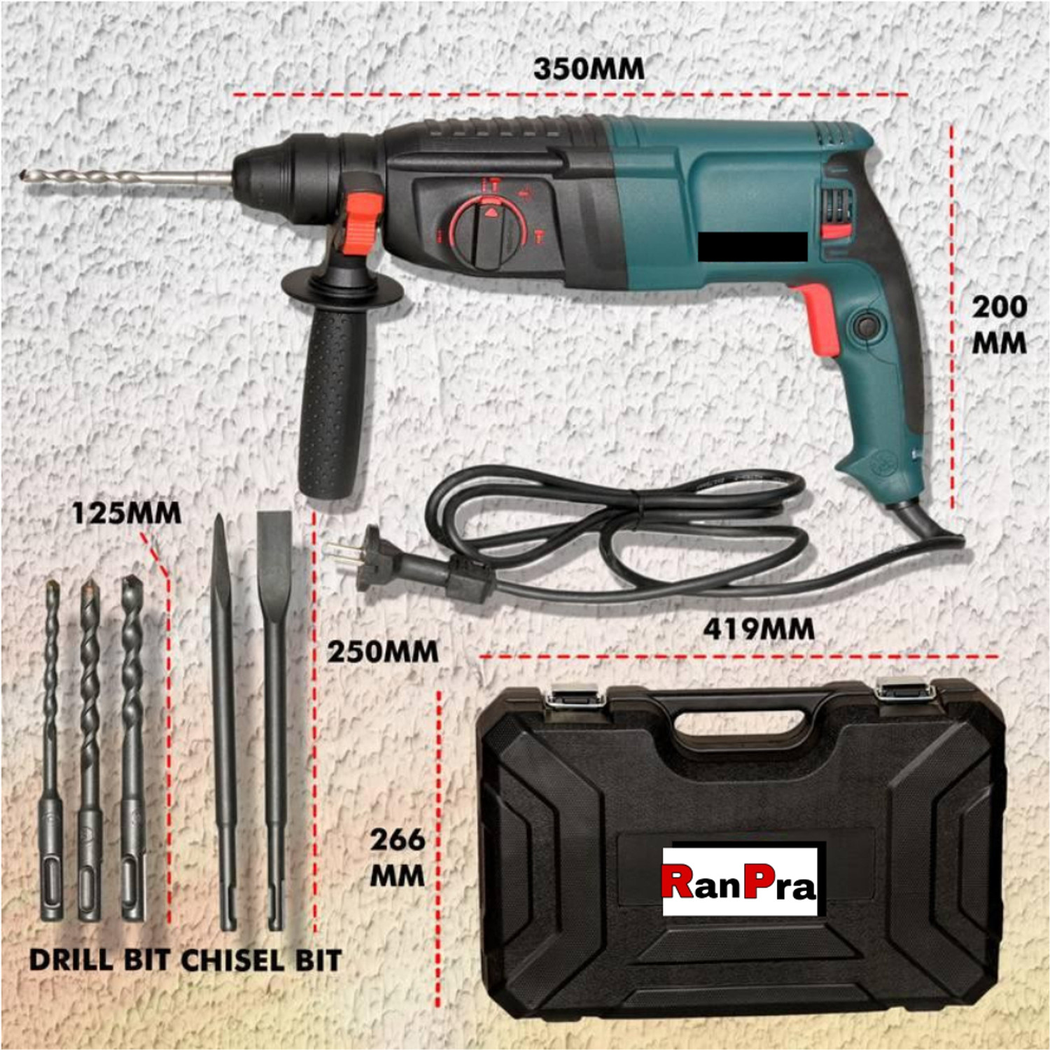 Image of RanPra 5INCH / 125MM ANGLE GRINDER | 26MM ROTARY HAMMER DRILL Angle Grinder