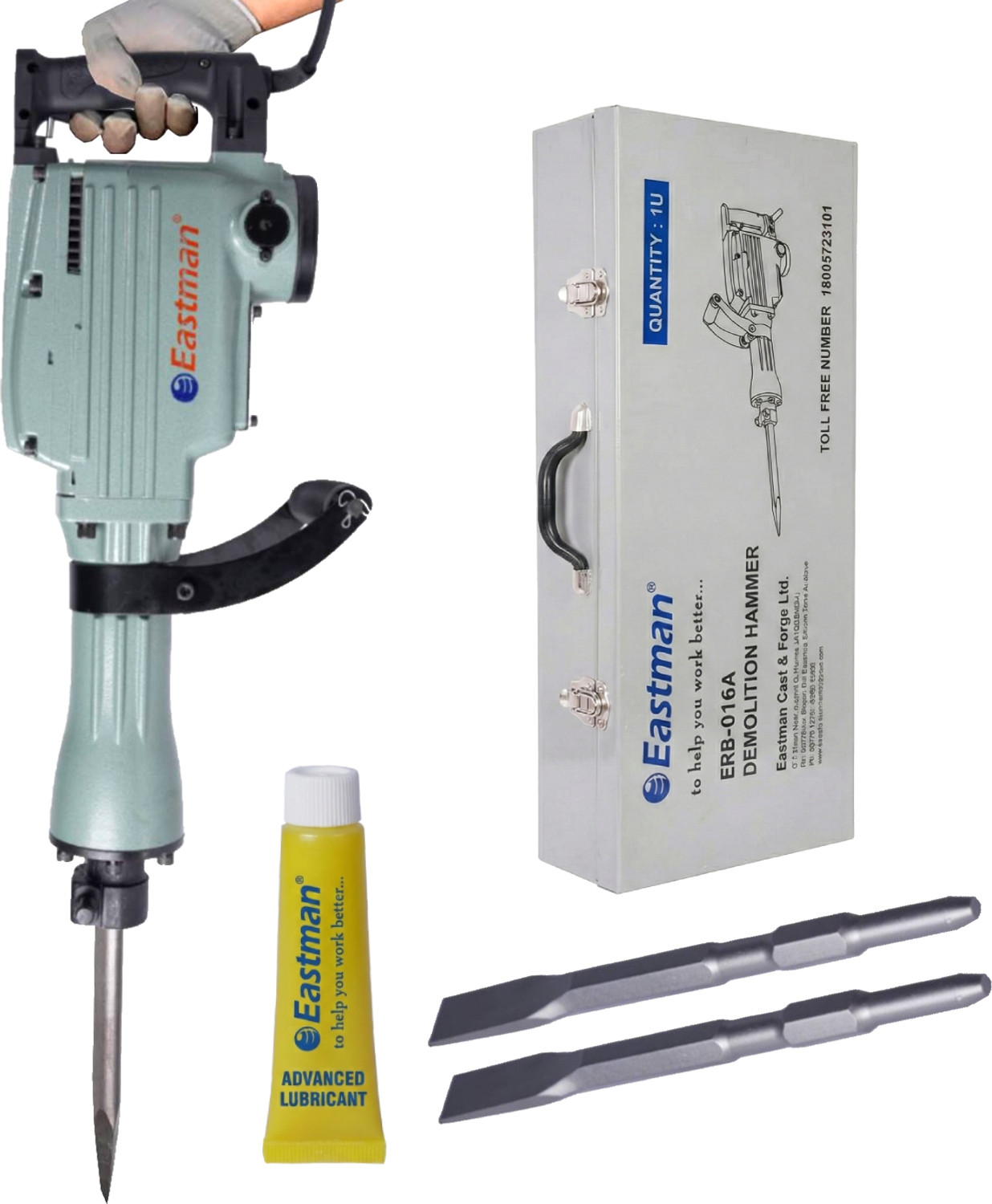 Image of EASTMAN Professional Demolition Hammer with Heavy-Duty Steel Case, Torque-35J ERB-016A Hammer Drill