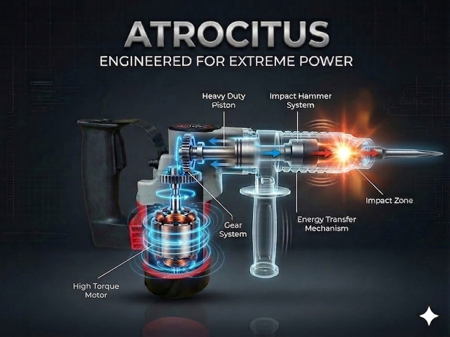 Image of Atrocitus DEMO Hammer 5KG HS 0810 ATR170 DEMO Hammer HS 0810 Rotary Hammer Drill