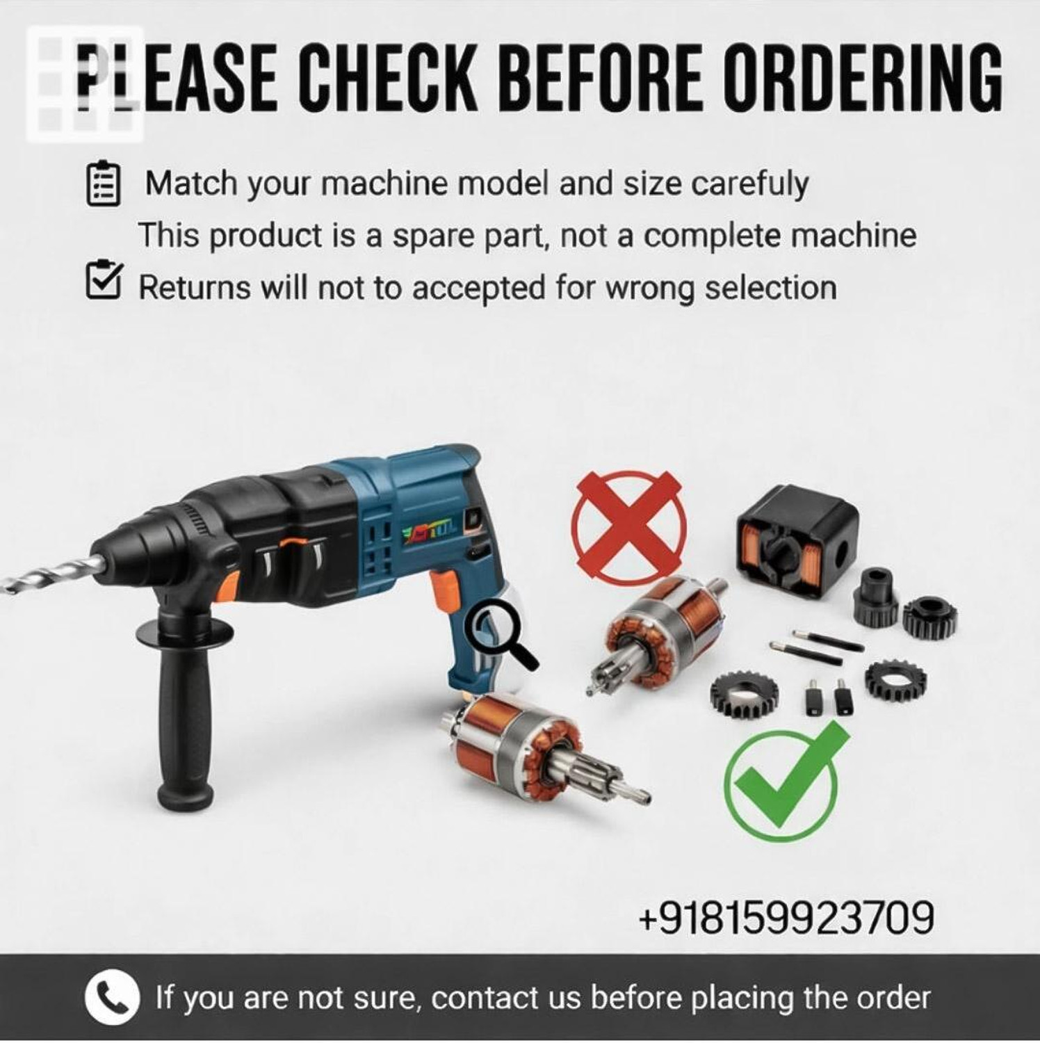 Image of Mamodiaz 2-20 Hammer Mouth Kit Set - Front Set Hand Tool Kit (1 Tools) Chuck Size 20mm | Suitable All Imported 2-20 Model | Rotary Hammer Drill