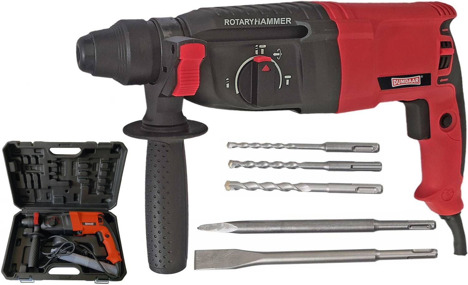 DUMDAAR DM26 1600W Red Rotary Hammer Drill - Image 1