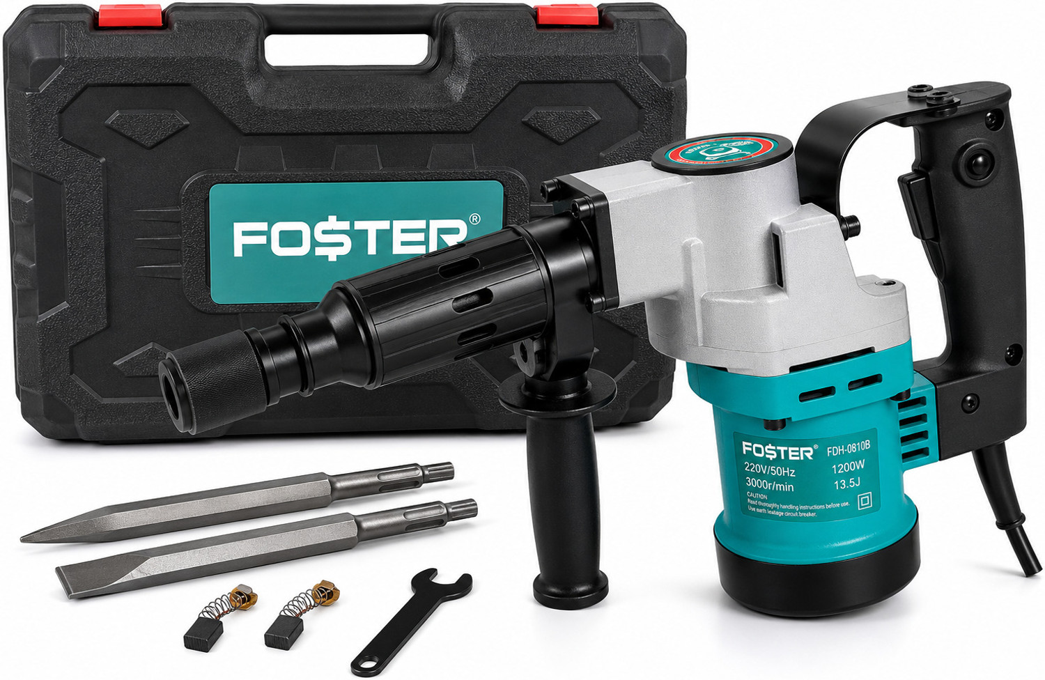 Image of FOSTER FDH-0810B | Heavy Duty, Full Copper Armature | 5 Kg Demolition Hammer 1200W, 13.5J | Breaker Machine | Heavy Duty Hammer Drill
