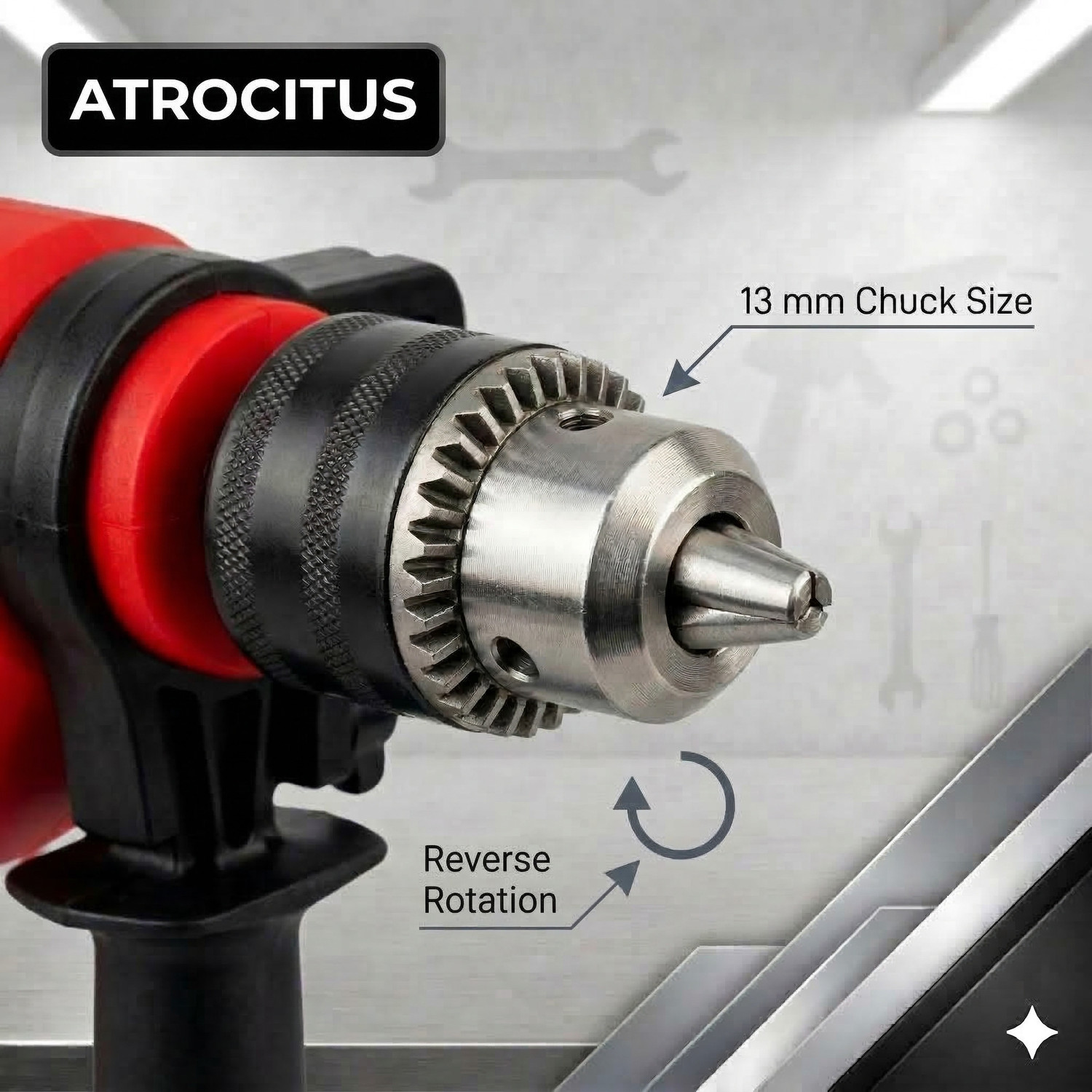 Image of Atrocitus Hammer Drill (13 mm Chuck Size) ATR122 13MM DM Red DRILL MACHINE ( 100% COPPER WINDING ) Hammer Drill