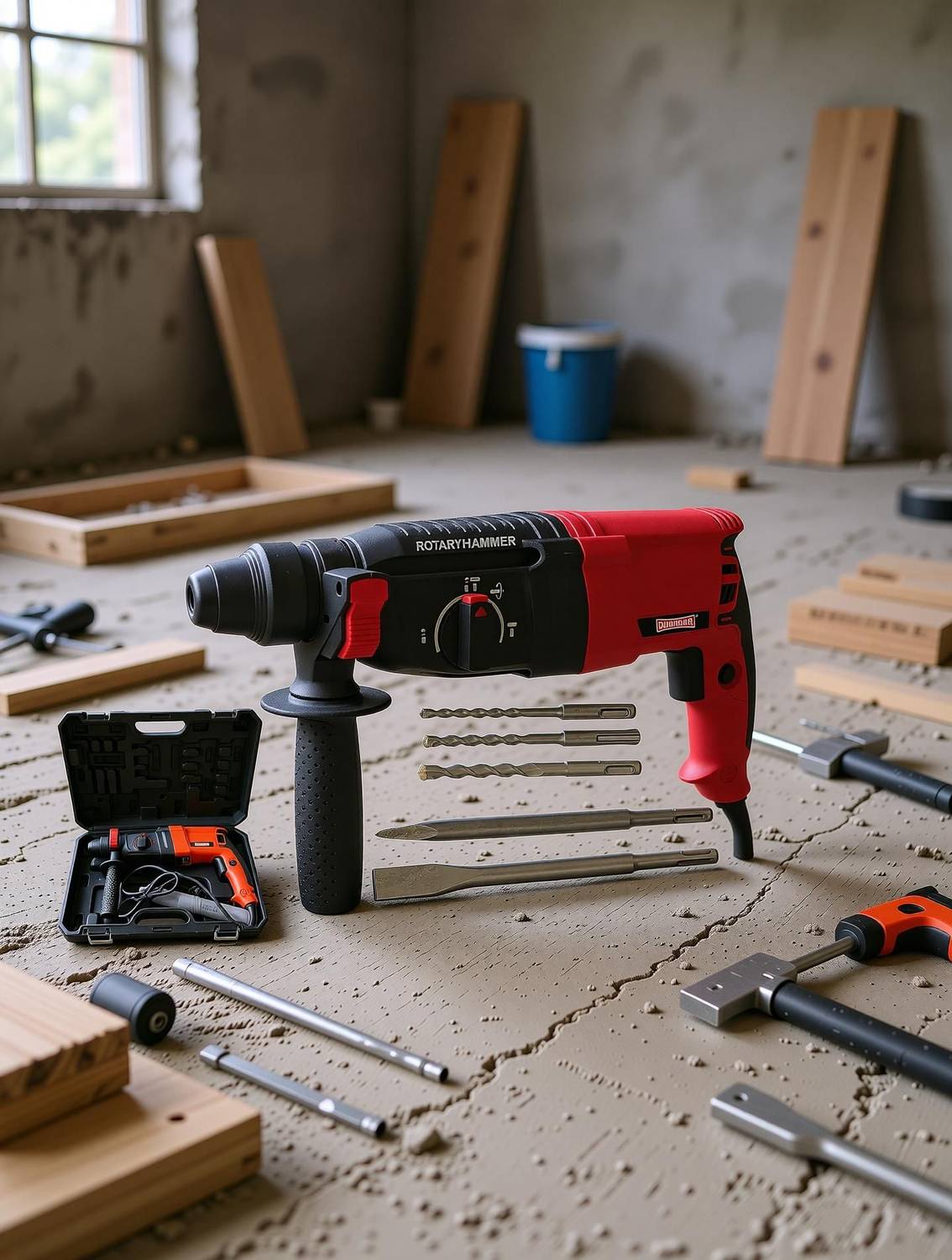 DUMDAAR DM26 1600W Red Rotary Hammer Drill - Image 3