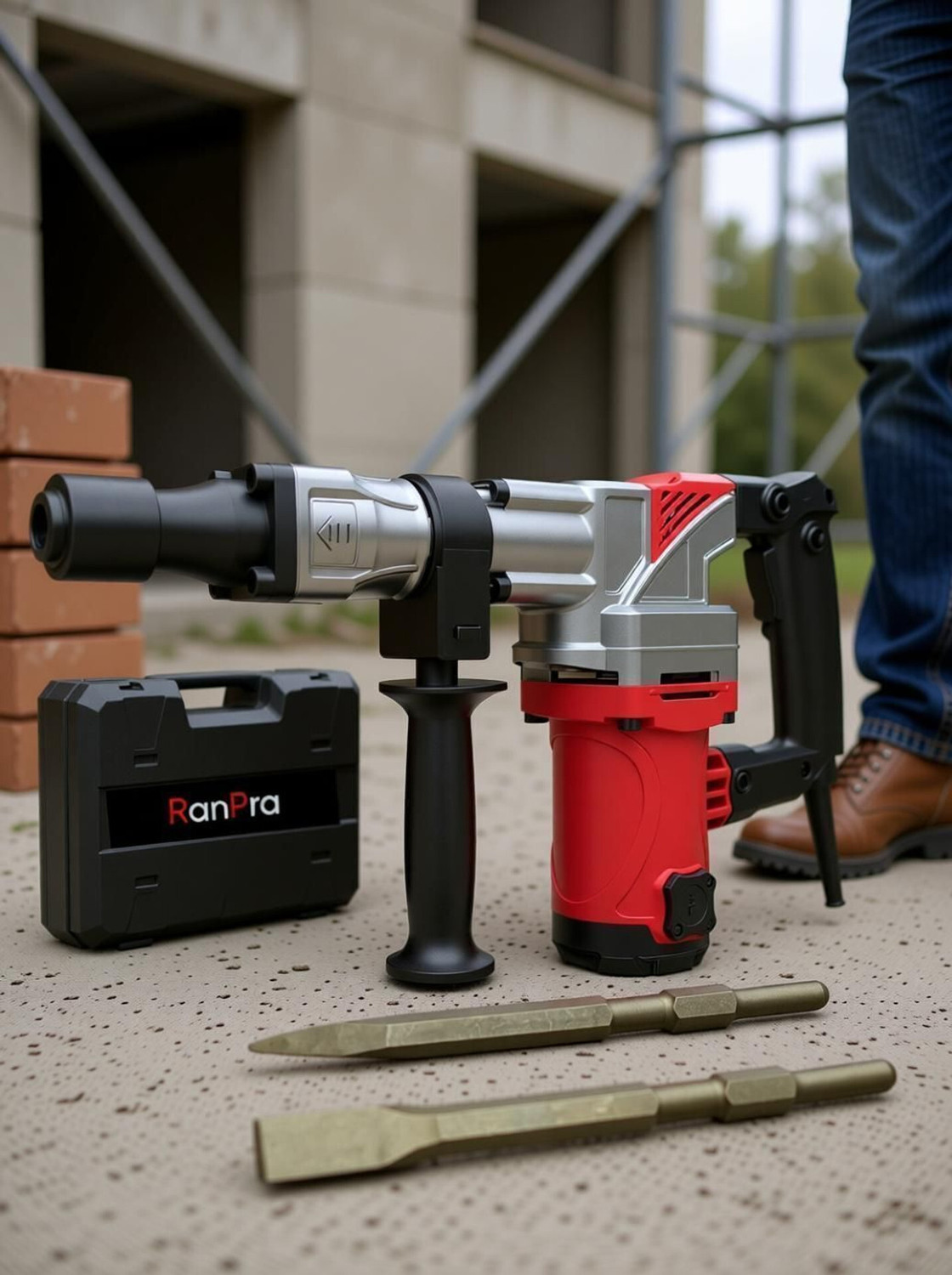 Image of RanPra 7KG DEMOLITION BREAKER MACHINE WITH 500GM HAMMER AND CHISEL SET TAARUSH / DEMOLITION HEAVY DUTY Rotary Hammer Drill