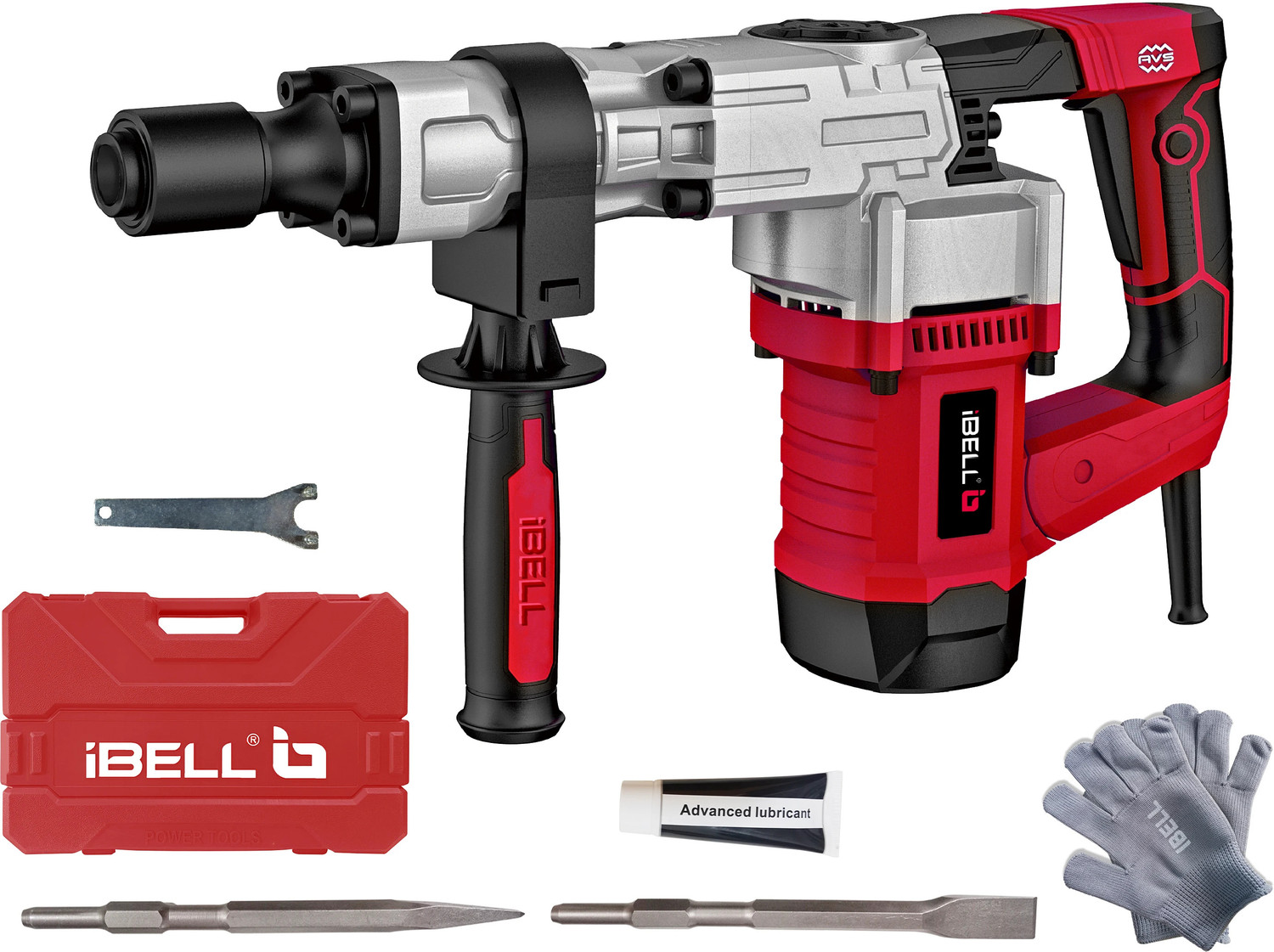 iBELL Demolition Hammer DH20-30, 17mm HEX Chuck, Anti Vibration Handle, 6.2Kg, Impact 3700/min, Energy 16 J, Demolition Hammer Drill