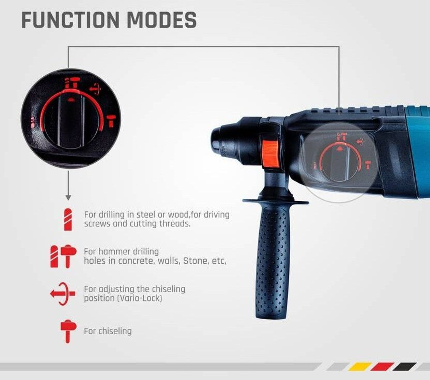 Image of RanPra 3 MONTHS WARRANTY 26 MM CUTFAST HAMMER /DEMOLITION DRILL MACHINE HEAVY DUTY 1250 W Rotary Hammer Drill