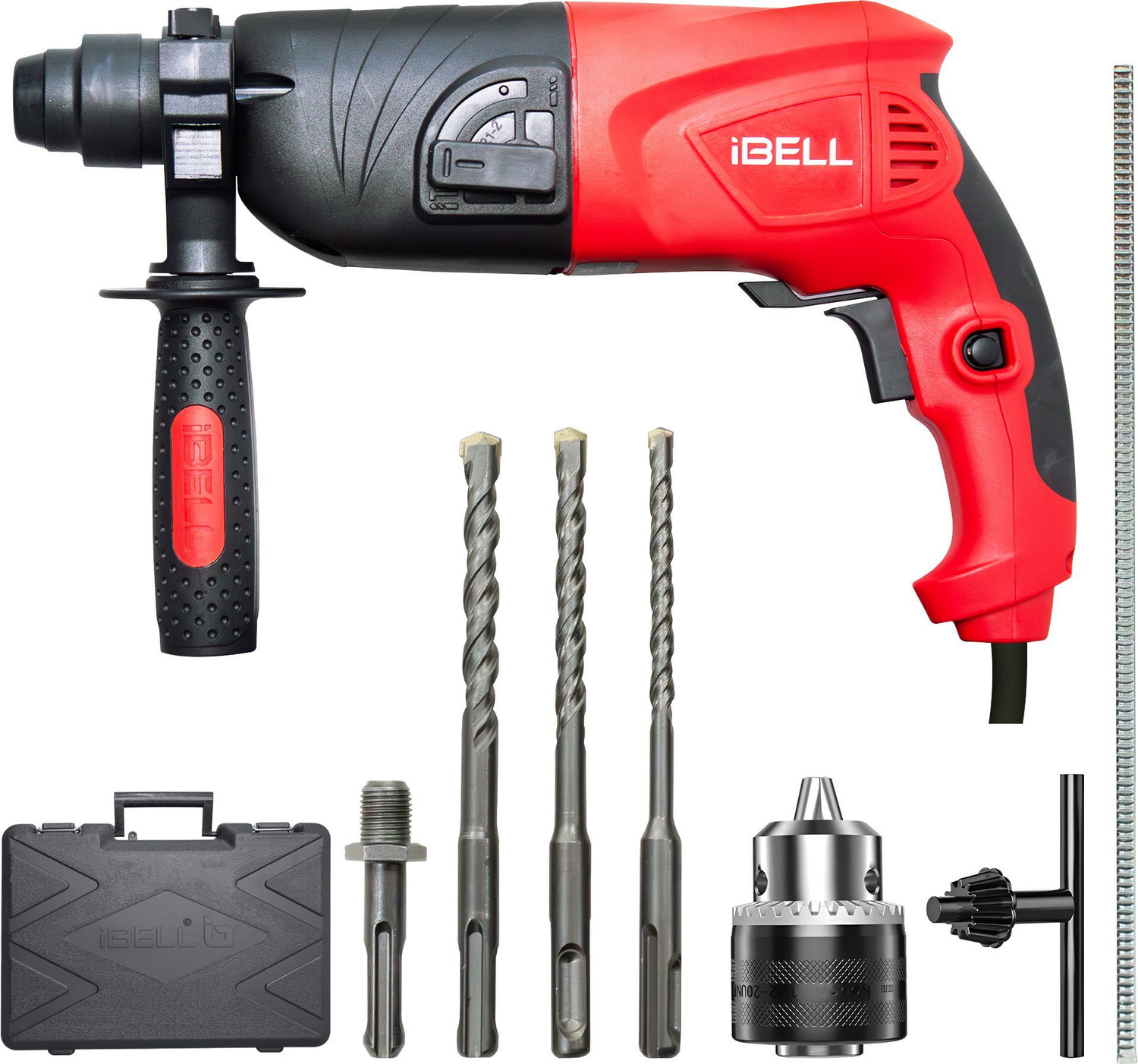 Image of iBELL Rotary Hammer Drill, 850 RPM, Impact Energy 1.5J, RH20-25,SDS Plus,500W,20MM Rotary Hammer Drill