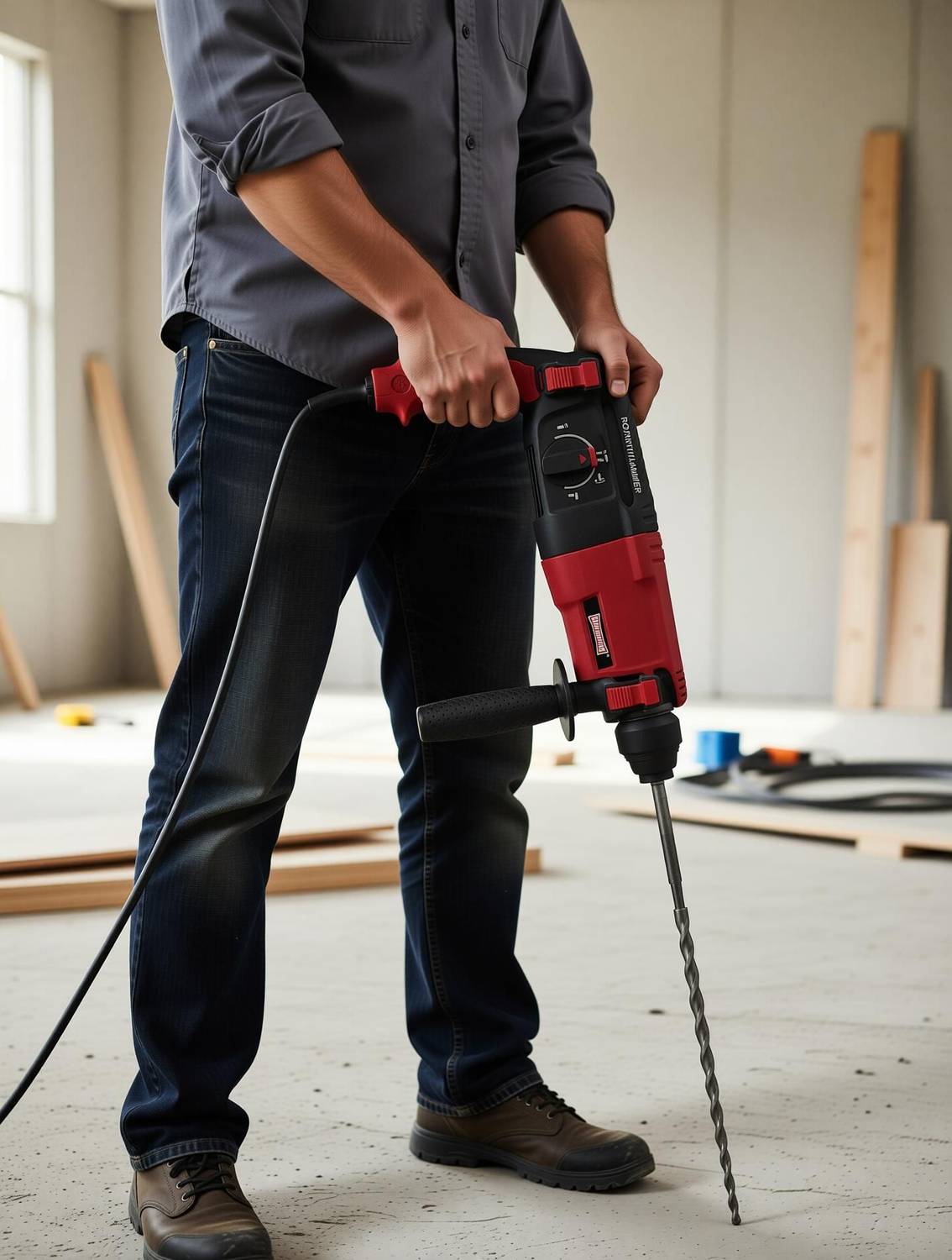 DUMDAAR DM26 1600W Red Rotary Hammer Drill - Image 2
