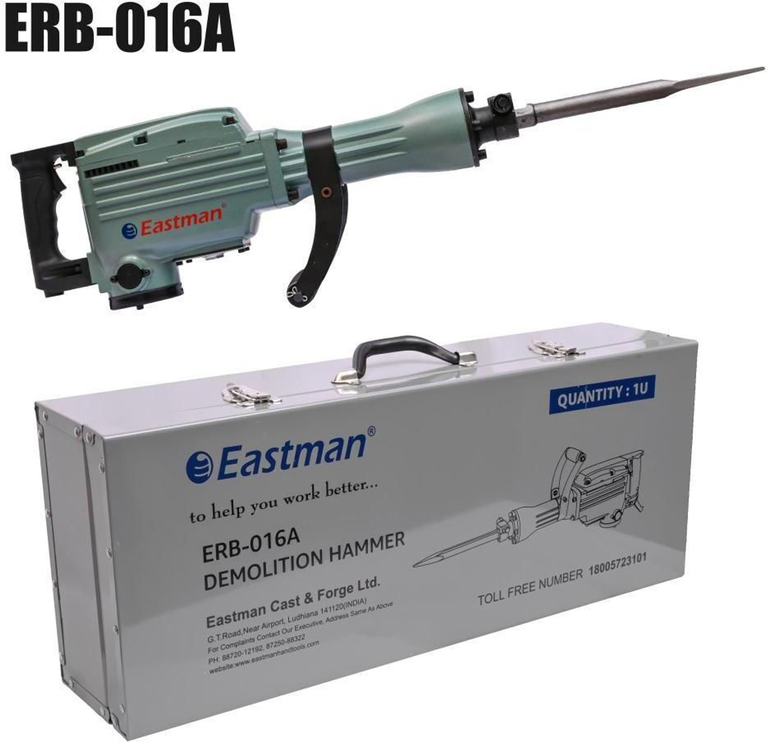 Image of EASTMAN Professional Demolition Hammer with Heavy-Duty Steel Case, Torque-35J ERB-016A Hammer Drill
