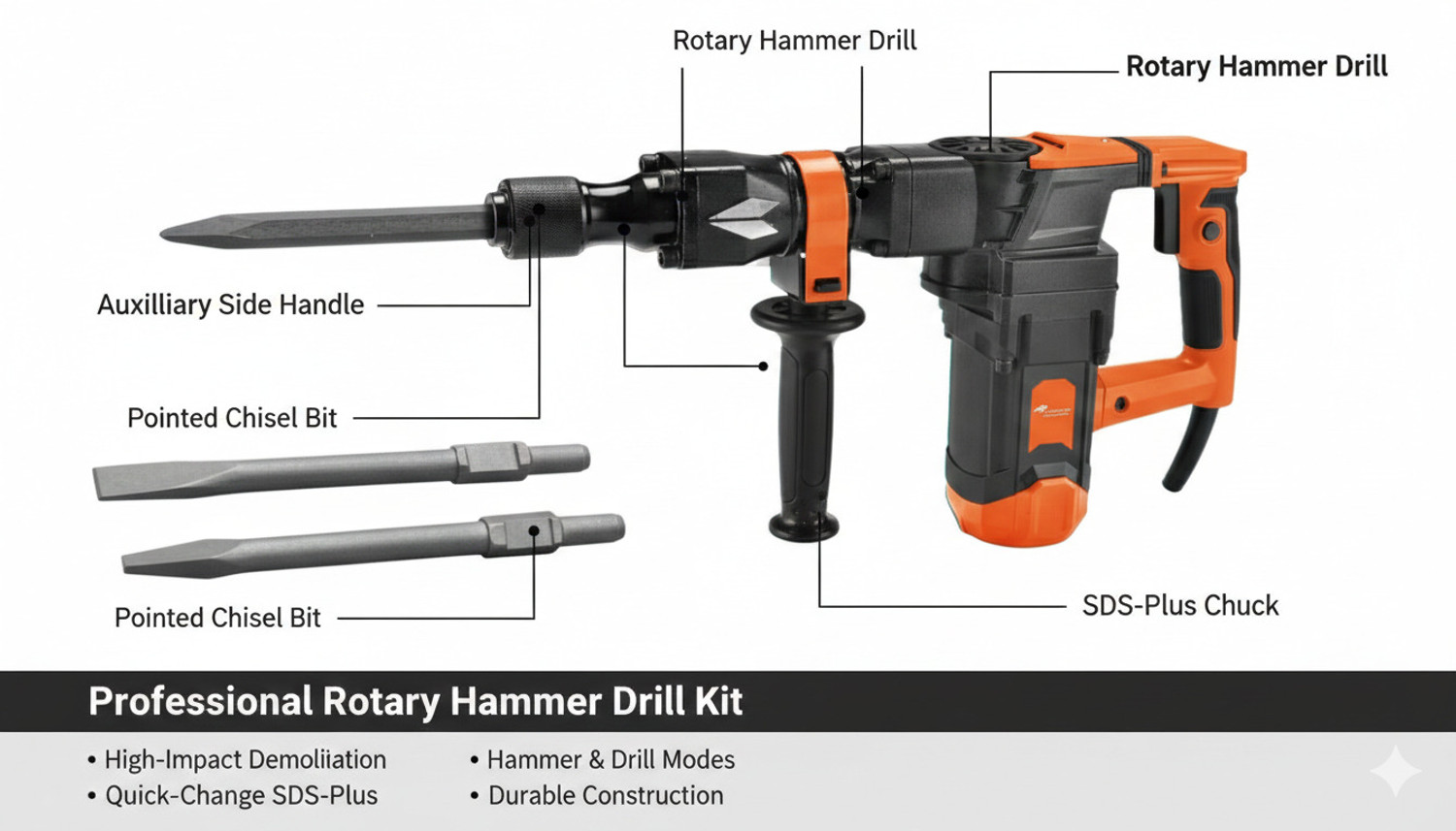 Image of RanPra 9KG DEMOLITION HEAVY DUTY BREAKER HAMMER MACHINE 7 KG DEMOLITION / BREAKER REDHORSE HEAVY DUTY Hammer Drill