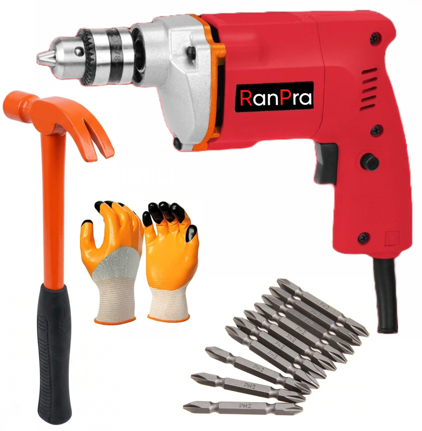 Image of RanPra 10MM DRILL MACHINE WITH 10PCS SCREWDRIVER BIT CF-366 10 MM DRILL MACHINE HEAVY DUTY Impact Driver