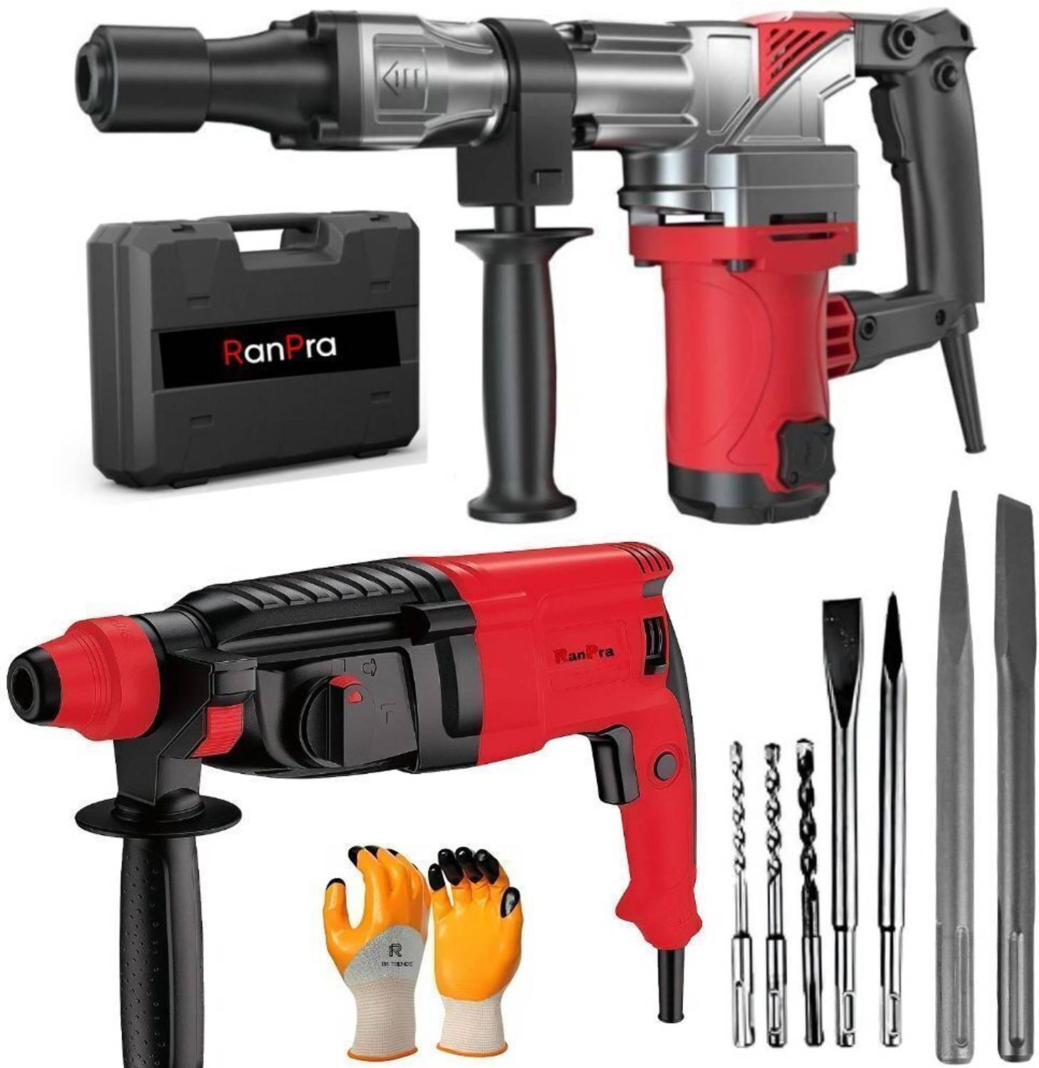 RanPra 26MM HAMMER DRILL AND 7 KG DEMOLITION / BREAKER REDHORSE H