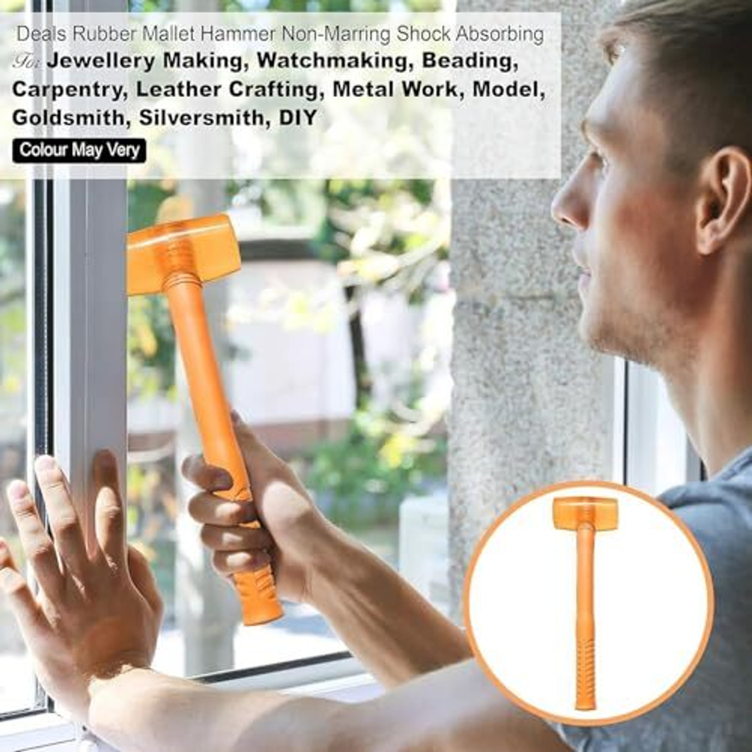 Image of FTE Nylon Mallet Hammer 12 40mm Orange Rubber Tile Hammer, Tile Installation Hammer Mallet
