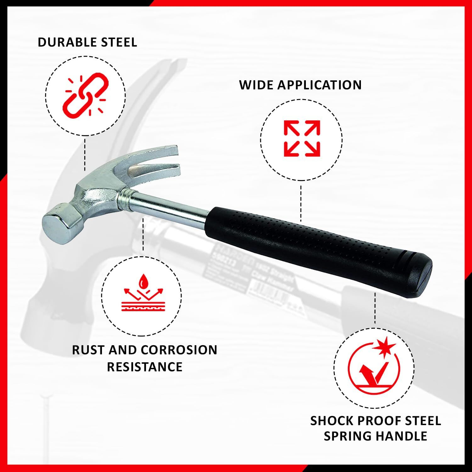 Image of Spartan AJ-181 /(1 /2) Claw Hammer Tubular Steel Shaft Handle with Grip Straight Claw Hammer