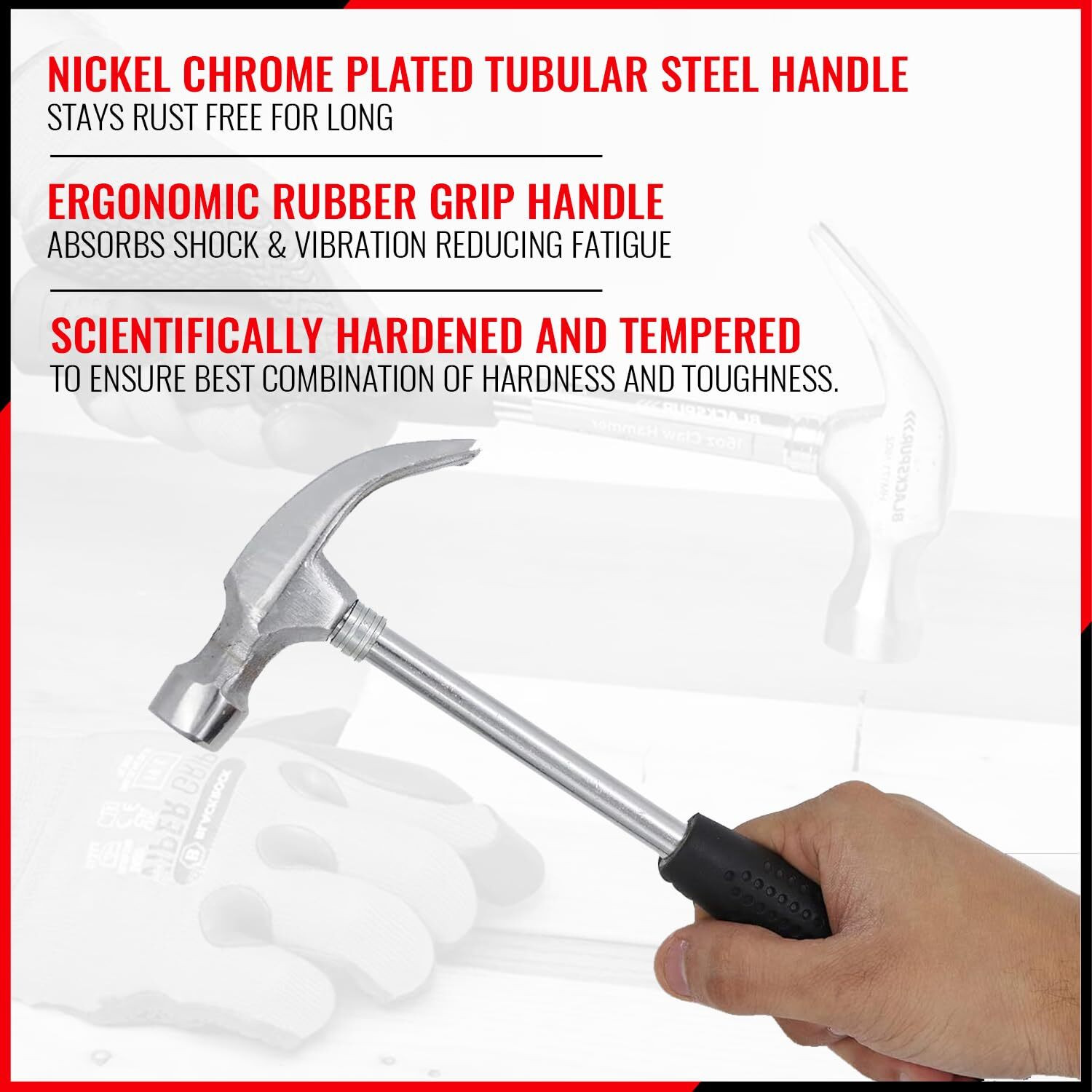 Image of Spartan AJ-181 /(1 /2) Claw Hammer Tubular Steel Shaft Handle with Grip Straight Claw Hammer