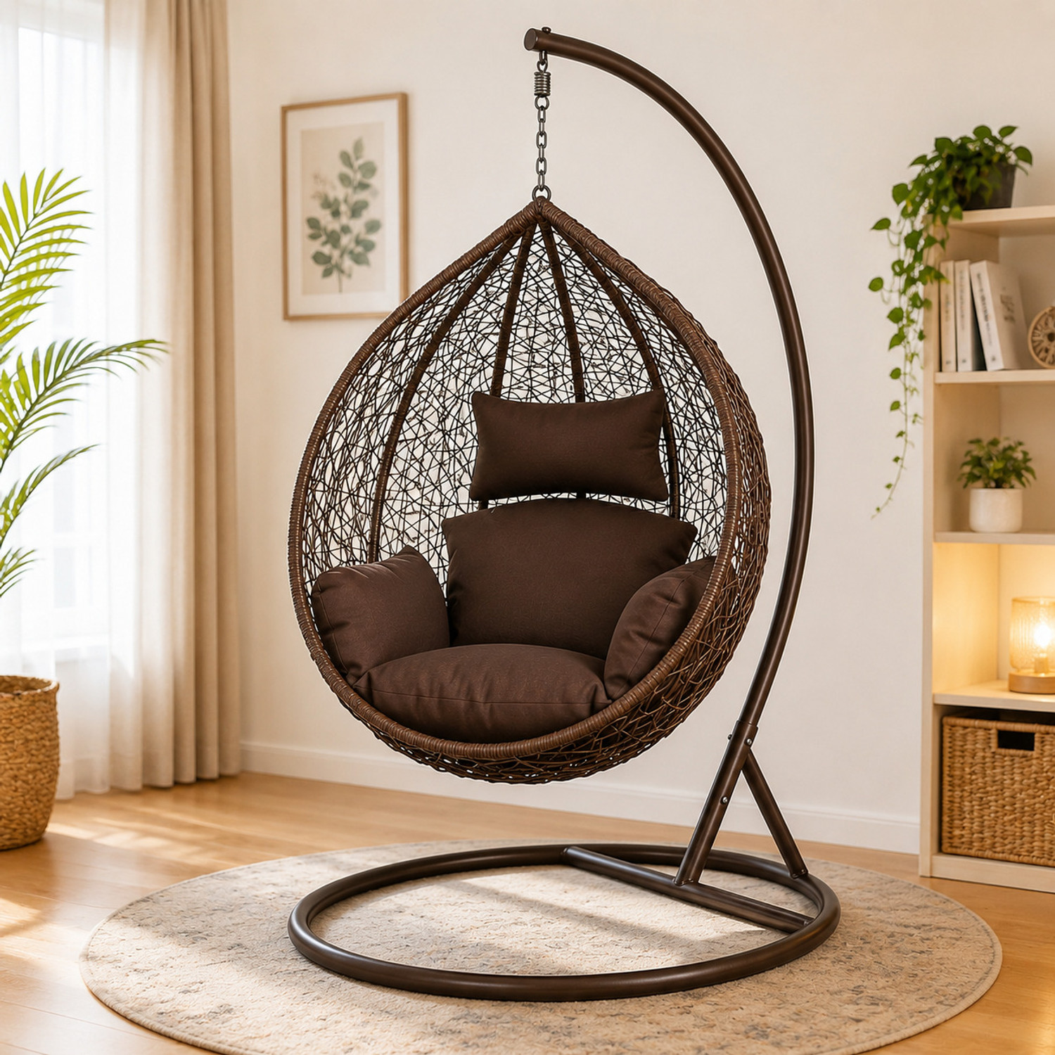 Image of SwingNest swing nest Swing Chair with Stand & Cushion for Indoor, Outdoor, Balcony, Steel Large Swing