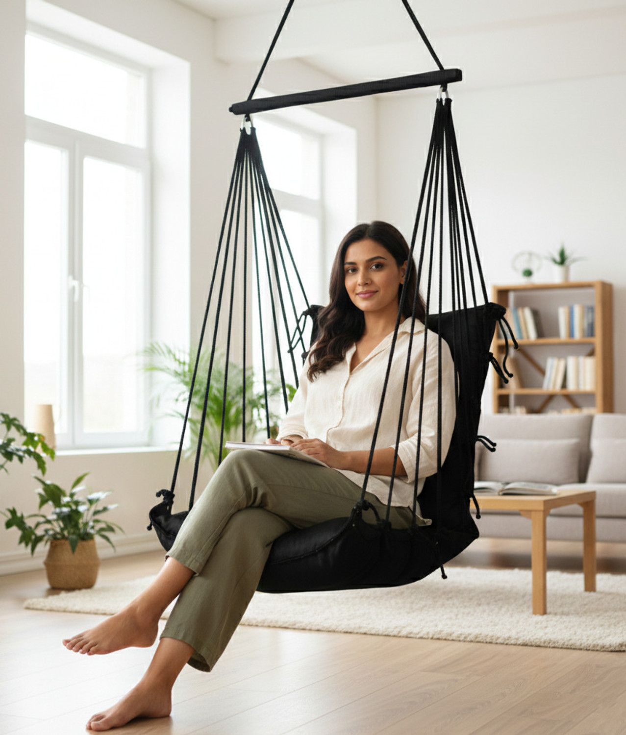 Image of Patiofy Hammock Swing for Balcony | Swing Chair for Adults for Home | Jhula for Adults Cotton Hammock