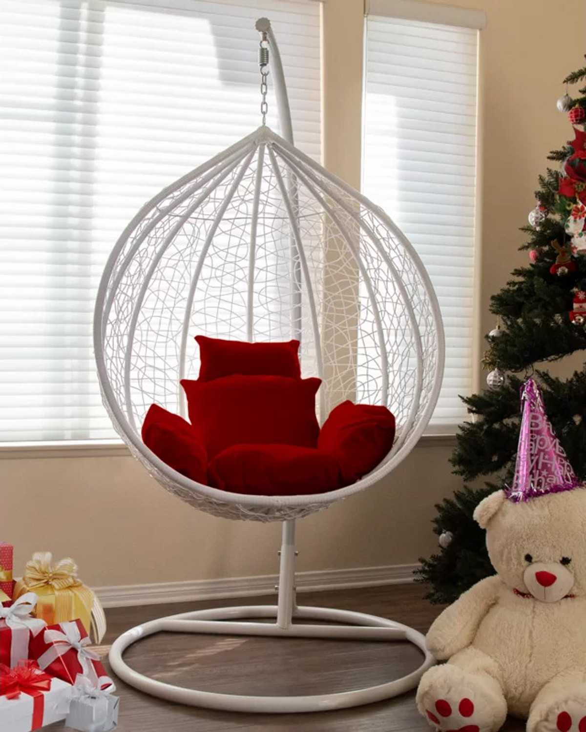 Image of AADINI ENTERPRISES Patio Swing with Stand & Cushion For Outdoor, Indoor, Balcony, Garden, Terrace Iron Large Swing