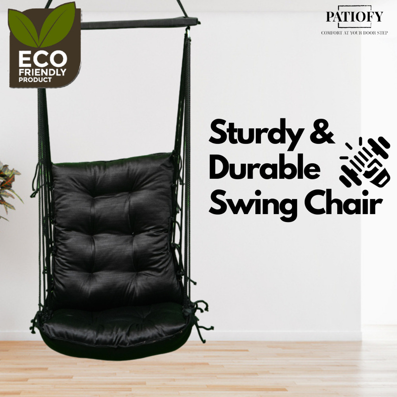Image of Patiofy Hammock Swing for Balcony | Swing Chair for Adults for Home | Jhula for Adults Cotton Hammock