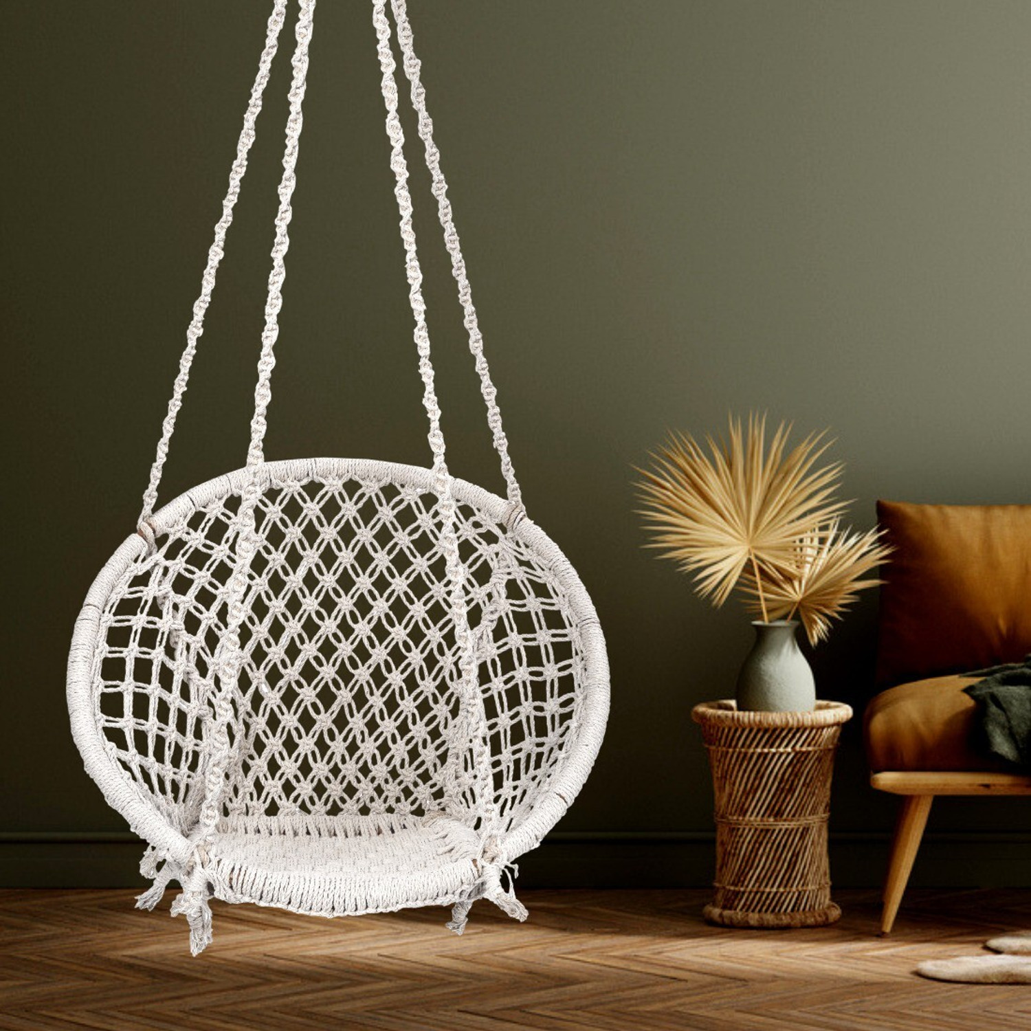 Image of Patiofy Wooden Swing Chair / Jhula Indoor / Swing for Home /Swing for Adults Outdoor Wooden Cotton Large Swing