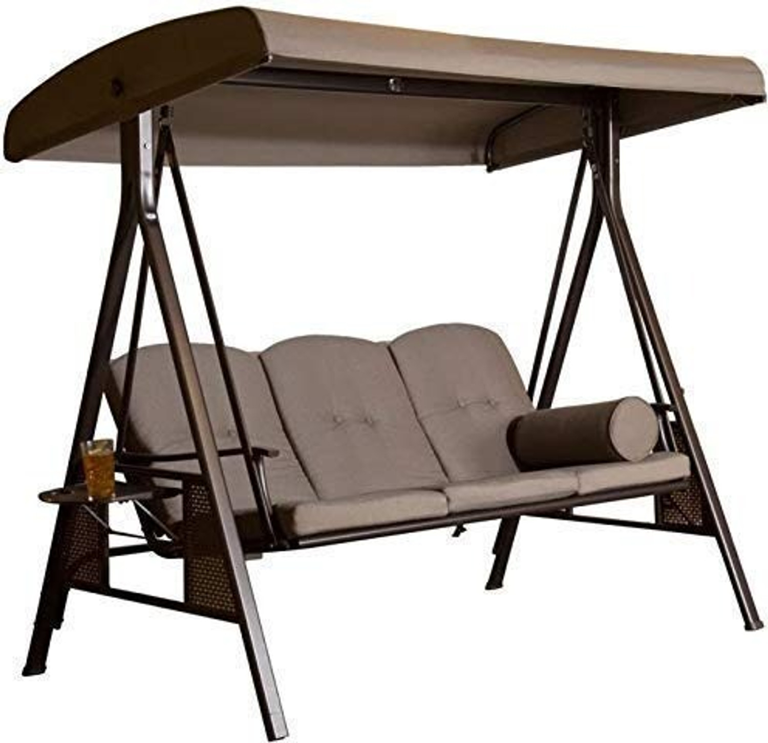 Image of Metalsmith Low Carbon Steel 3 Seater Garden Swing Seat Outdoor Canopy. Iron Large Swing