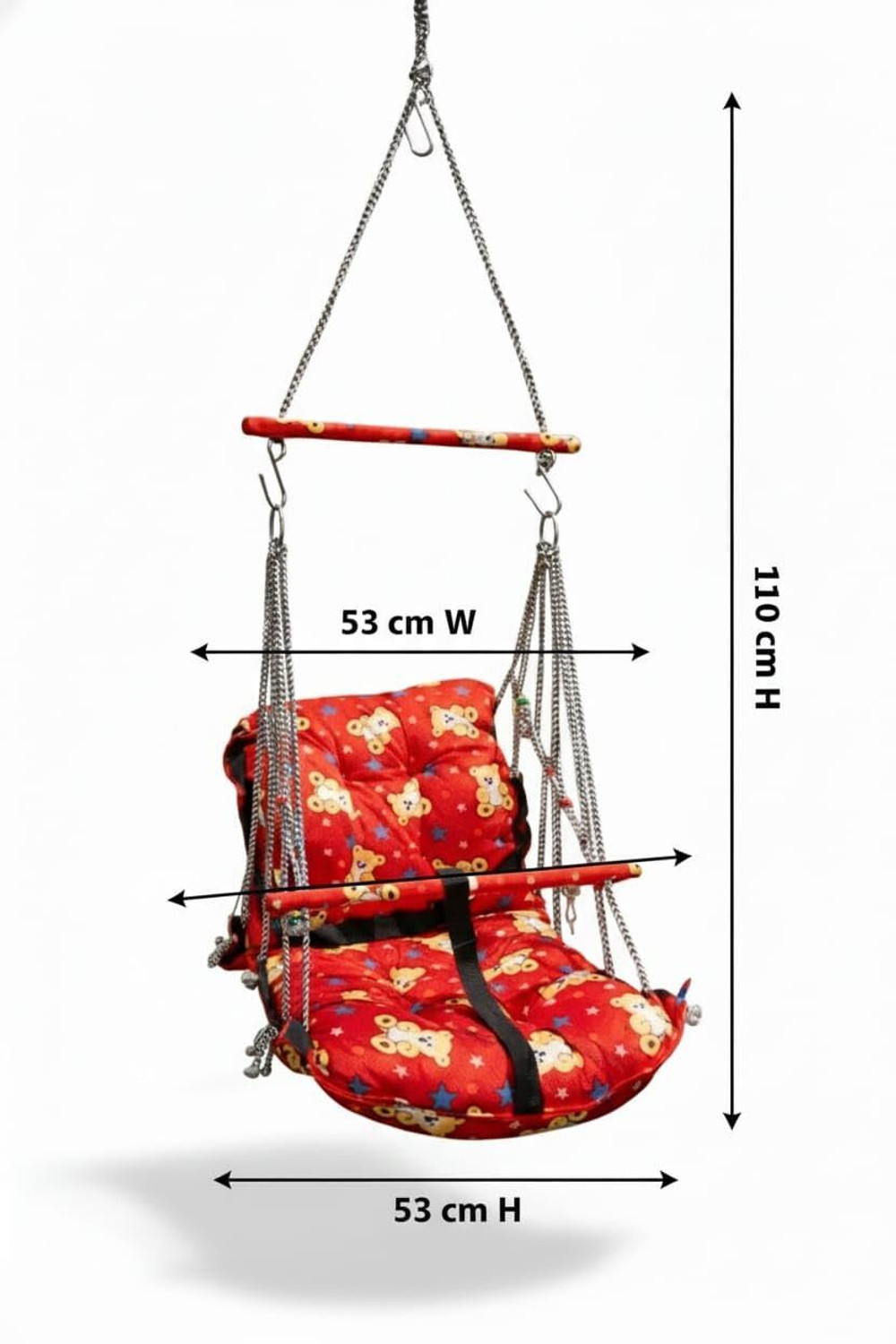 Image of DARKFISH Baby Hanging Swing with Safety Belt | Soft Cushion Jhula for Indoor Use Cotton Small Swing