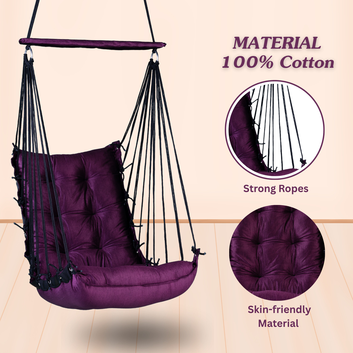 Image of Curio Centre Soft Cotton Hammock Hanging Swing Chair /Swing for Adult /Hammock Swing for Home Cotton Hammock