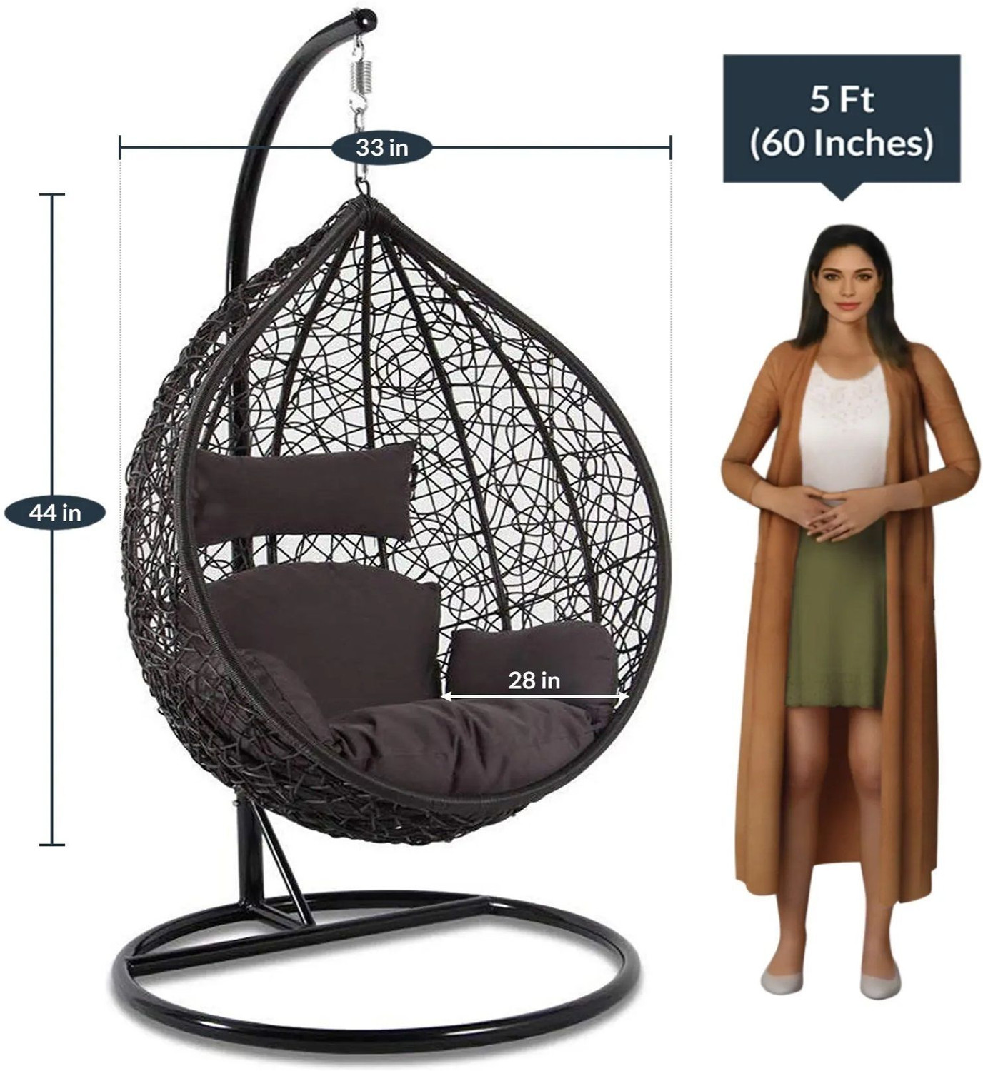 Image of Spydergreen Single Seater Swing Chair With Stand For Adult Iron Large Swing