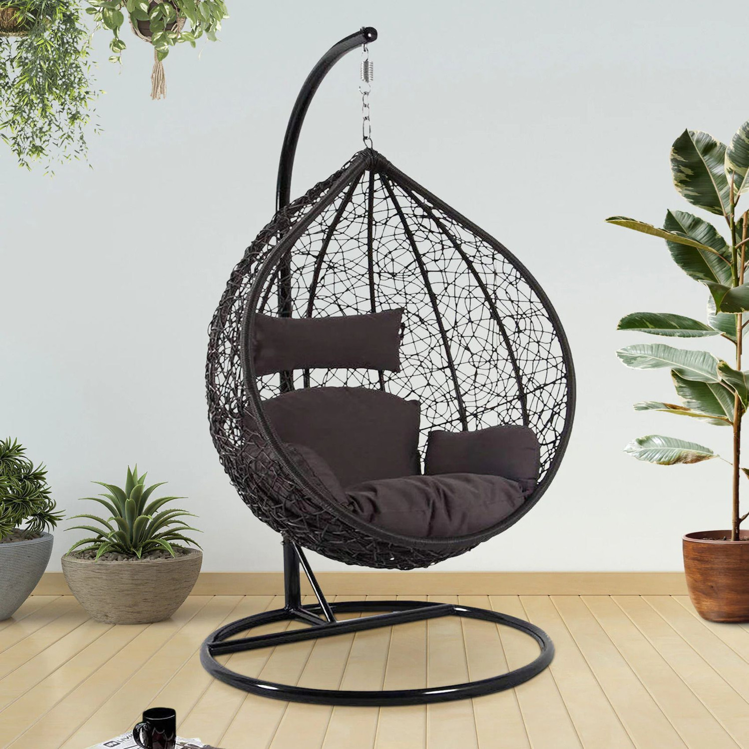 Image of Spydergreen Single Seater Swing Chair With Stand For Adult Iron Large Swing
