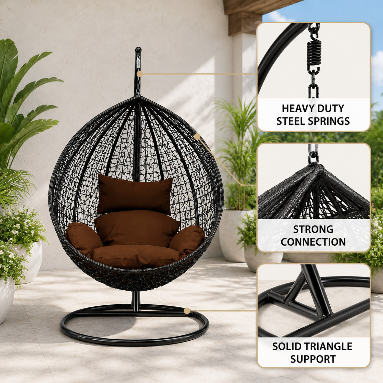 Image of Lux style furnitures Papaya swing with stan Steel Large Swing