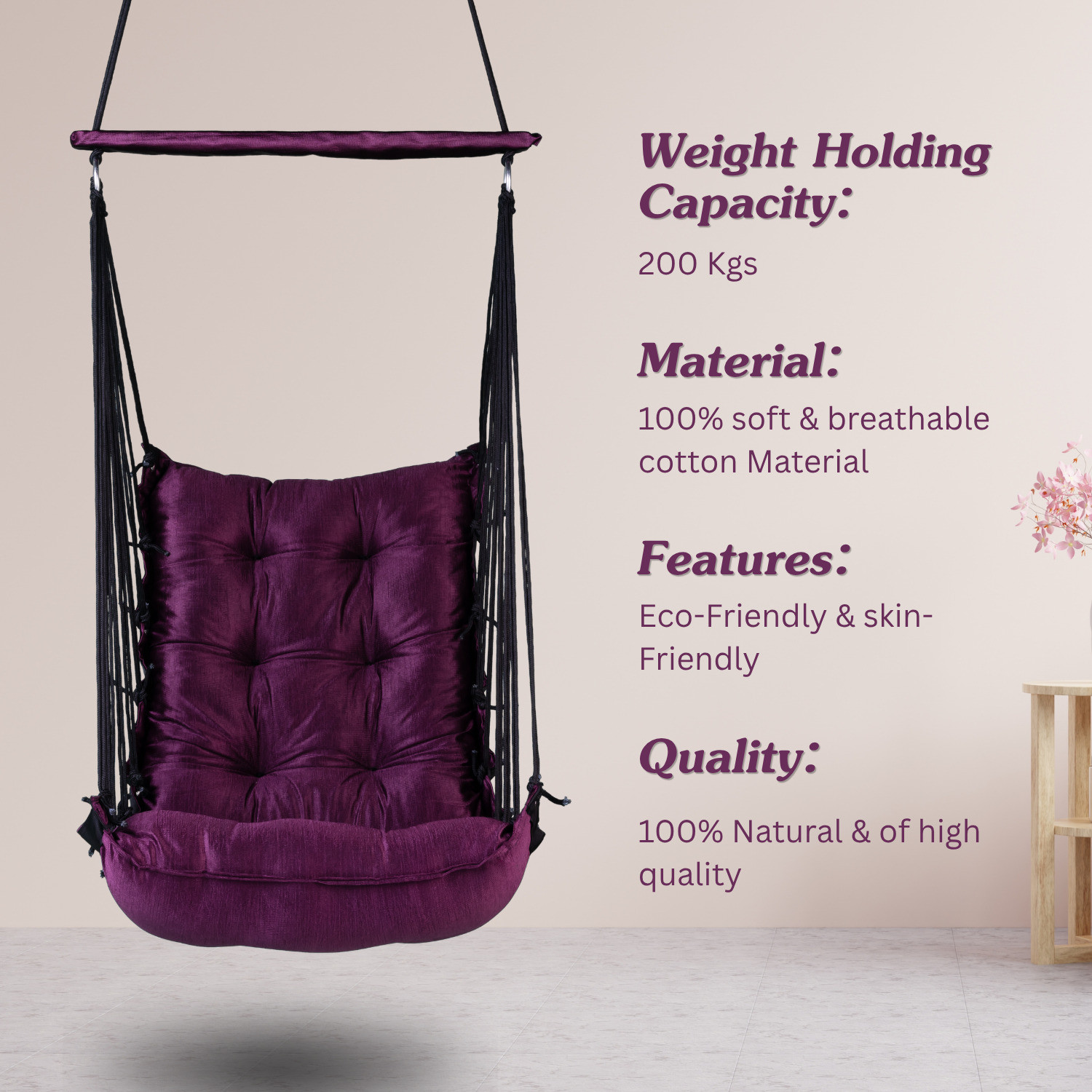 Image of Curio Centre Soft Cotton Hammock Hanging Swing Chair /Swing for Adult /Hammock Swing for Home Cotton Hammock
