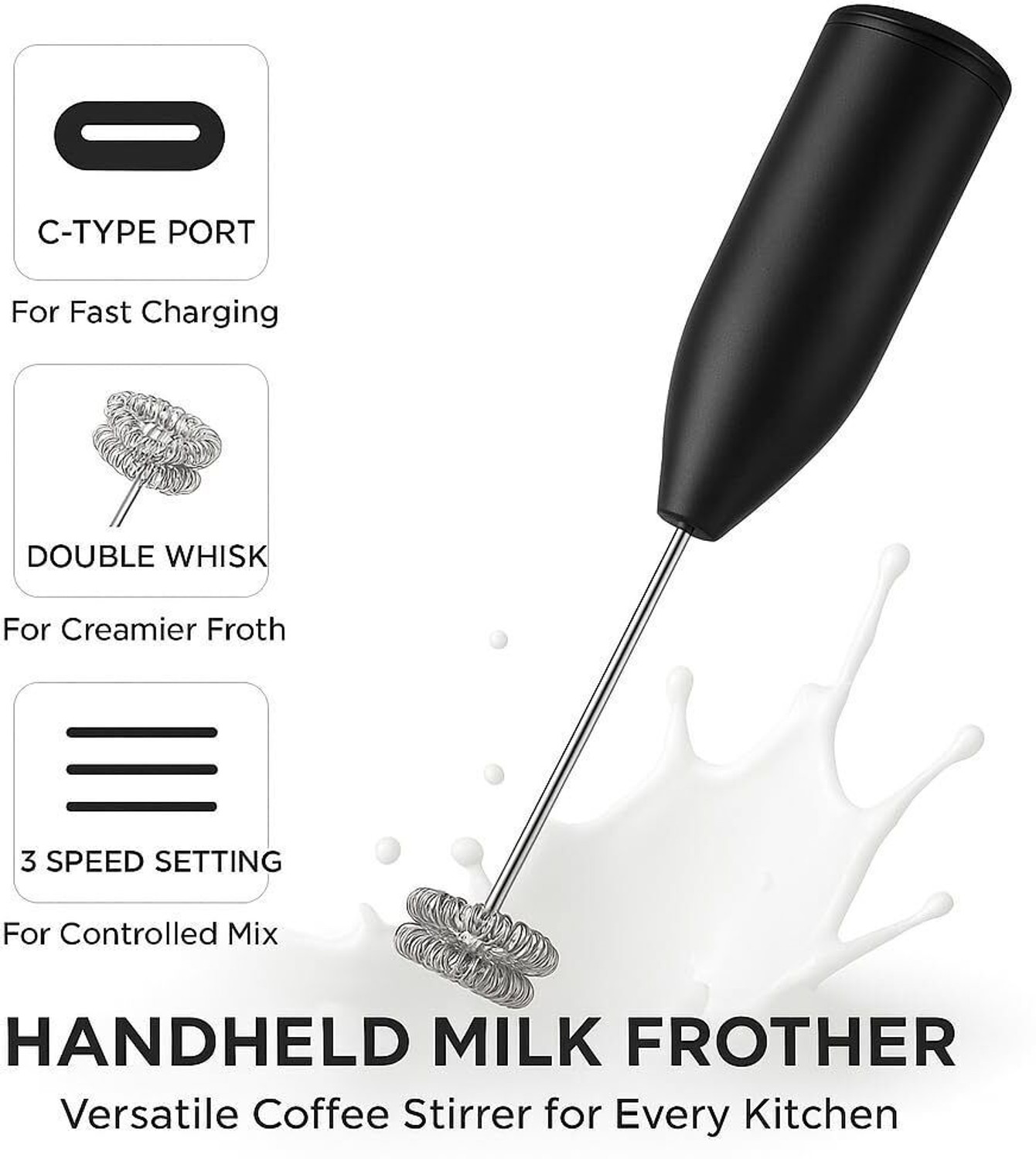 Image of Hokiit 50 W Black Electric Whisk, Hand Blender