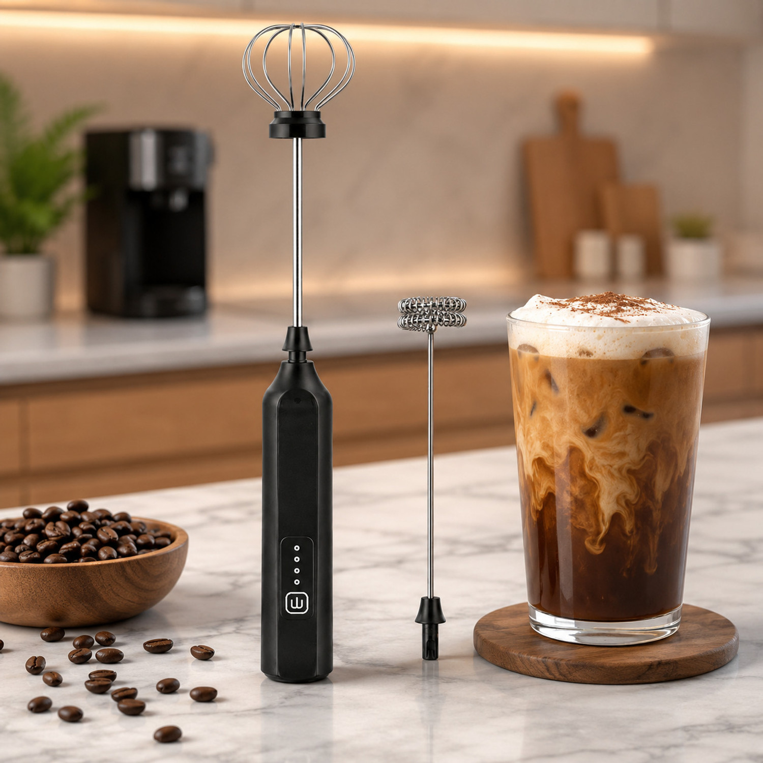 Image of Straw&Weave 60 W Black Electric Whisk, Hand Blender