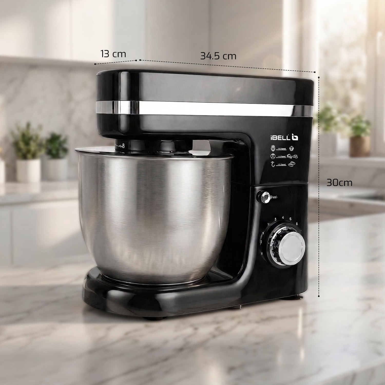 Image of iBELL 1500 W Black Stand Mixer