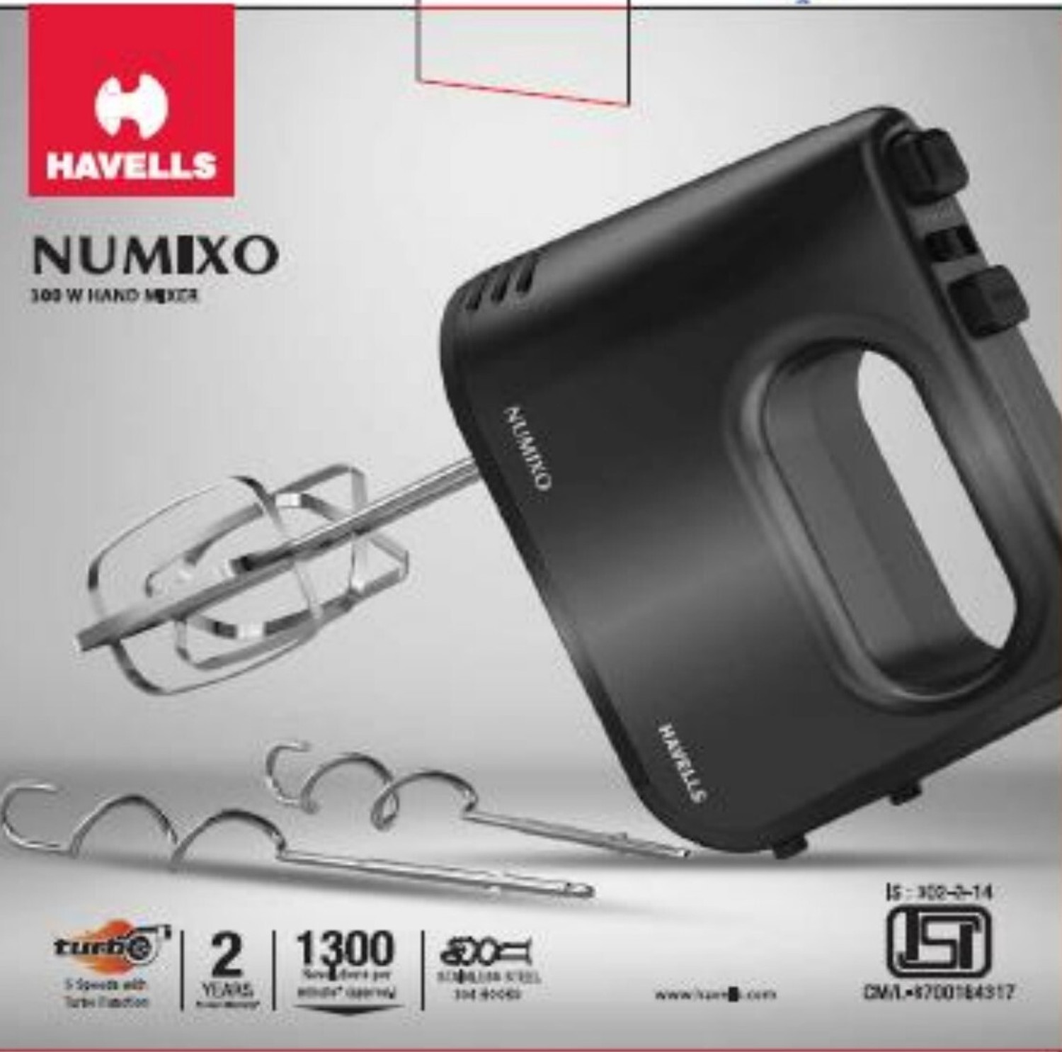 Image of HAVELLS 300 W Black Electric Whisk