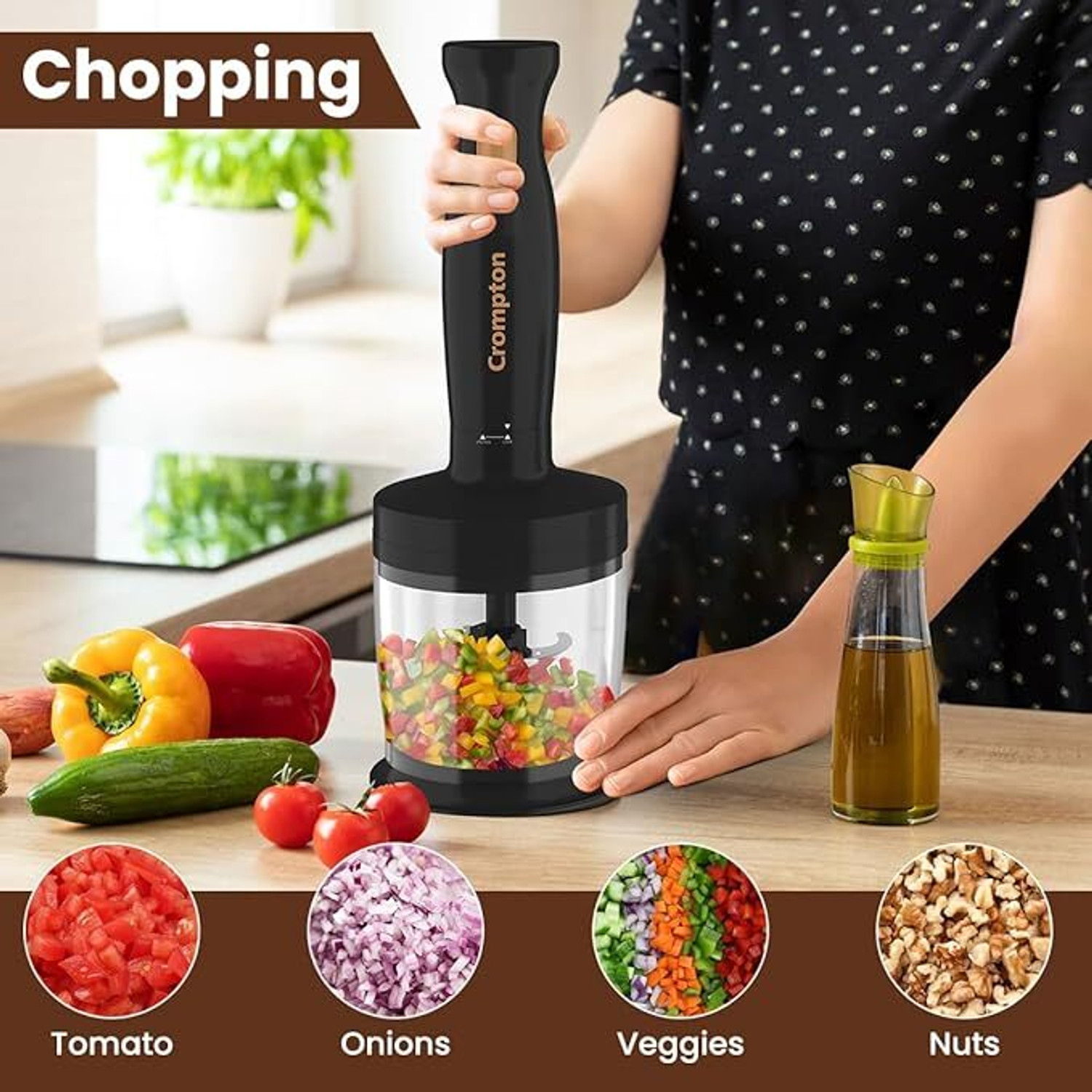Image of Crompton 300 W BLACK & GOLD Hand Blender