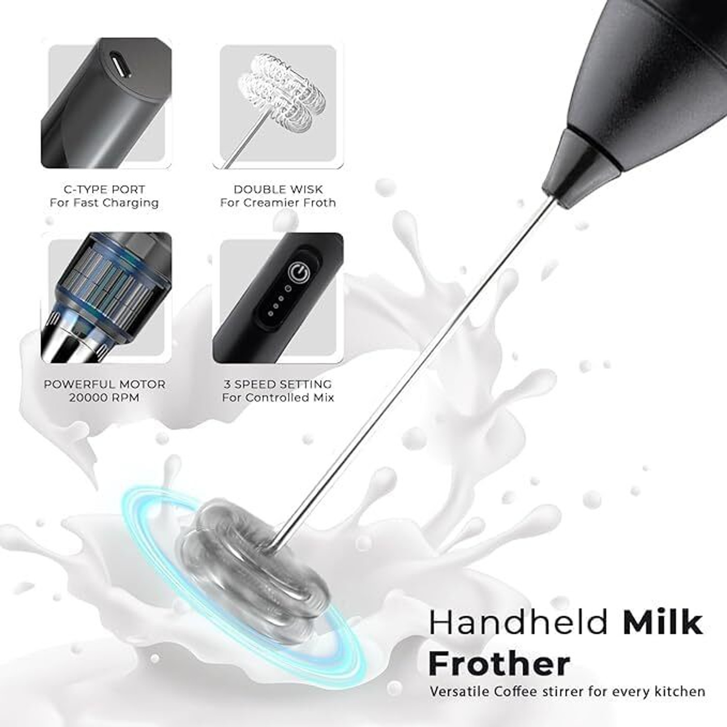 Image of Lunvix 50 W Black Hand Blender