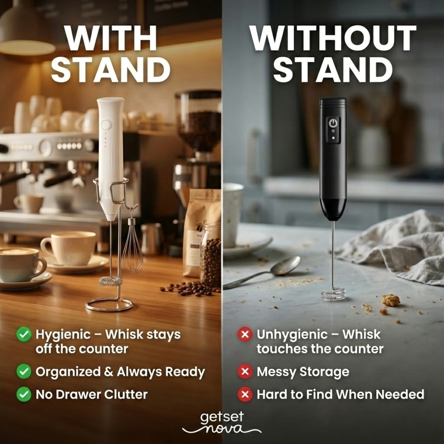 Image of GetSetNova 80 W Coffee Frother, Coffee Beater Electric Whisk, Hand Blender, Stand Mixer