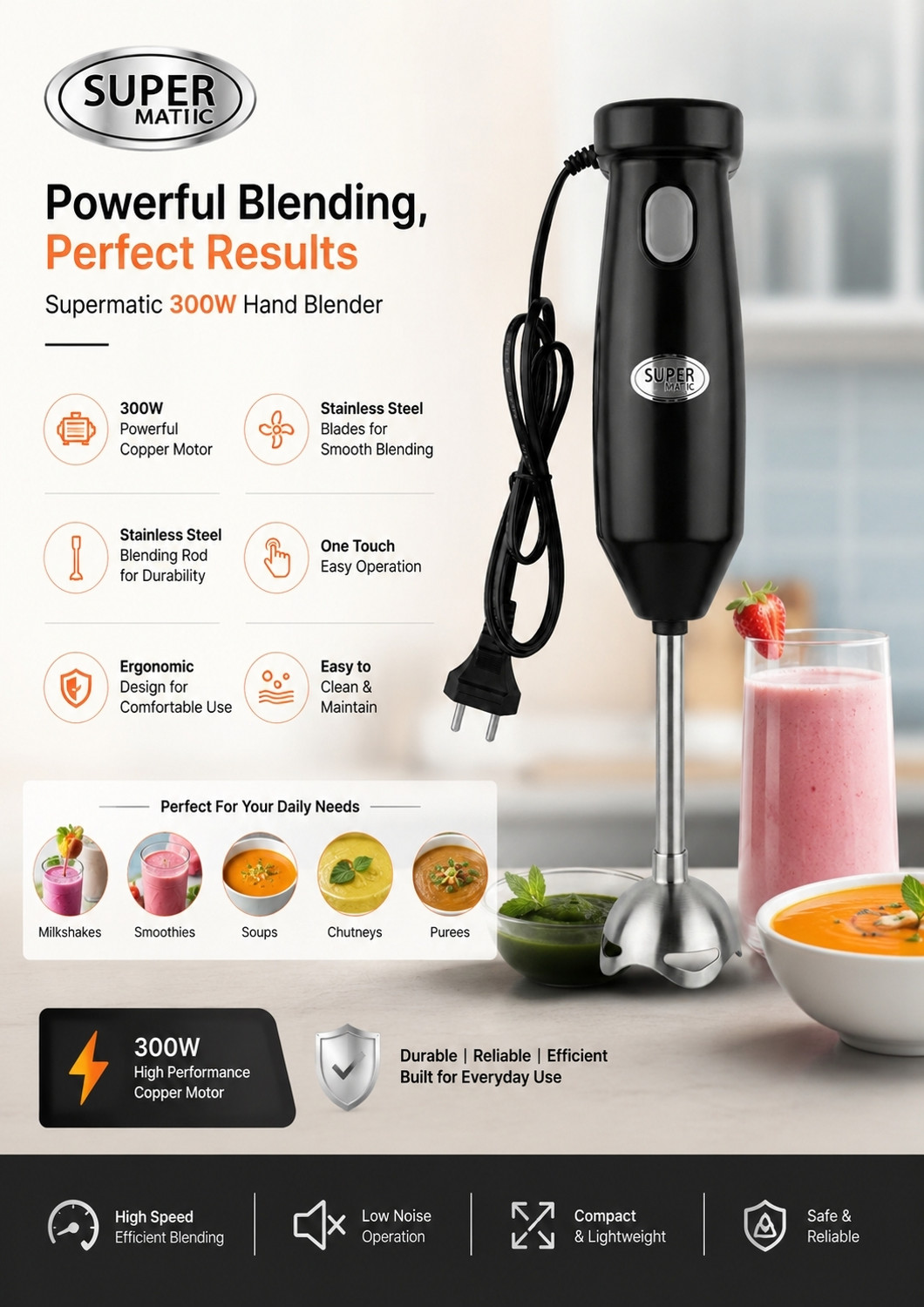 Image of SUPERMATIC 300 W Black Hand Blender